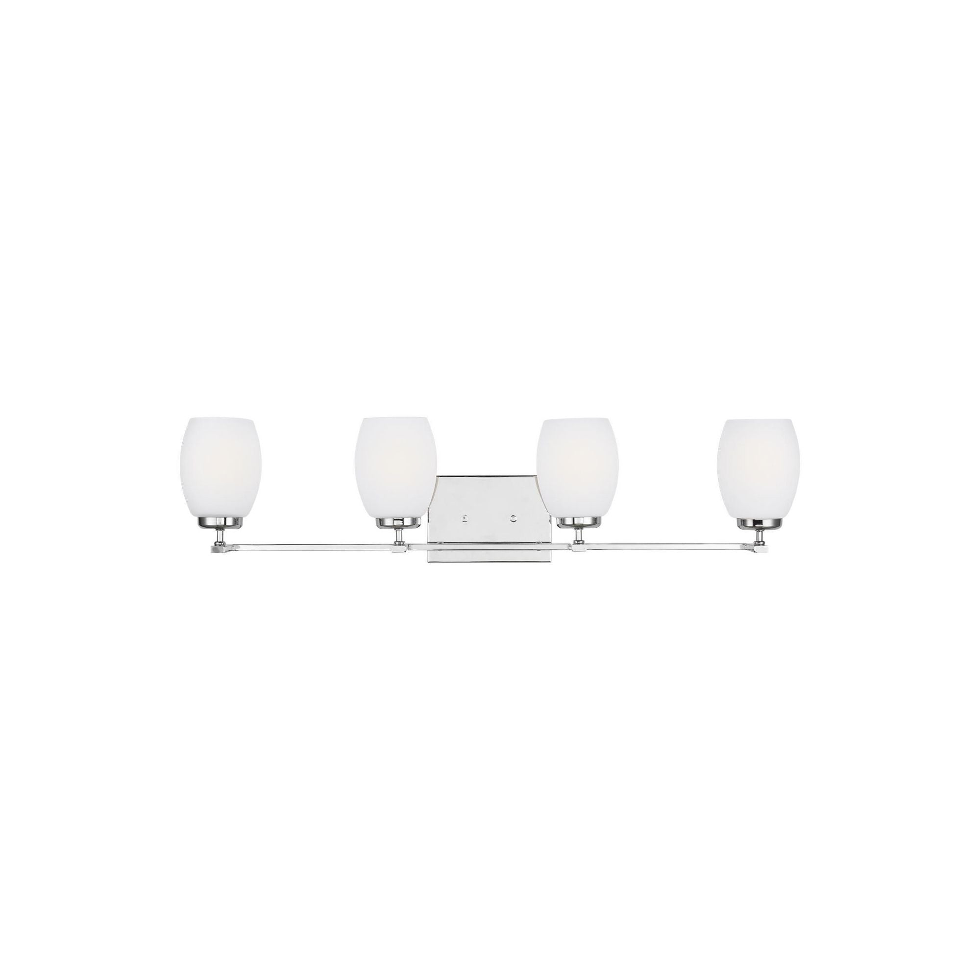 Catlin Four Light Wall / Bath LED Transitional Fixture 33.75" Width 8" Height Steel Round Etched White Inside Shade in Chrome