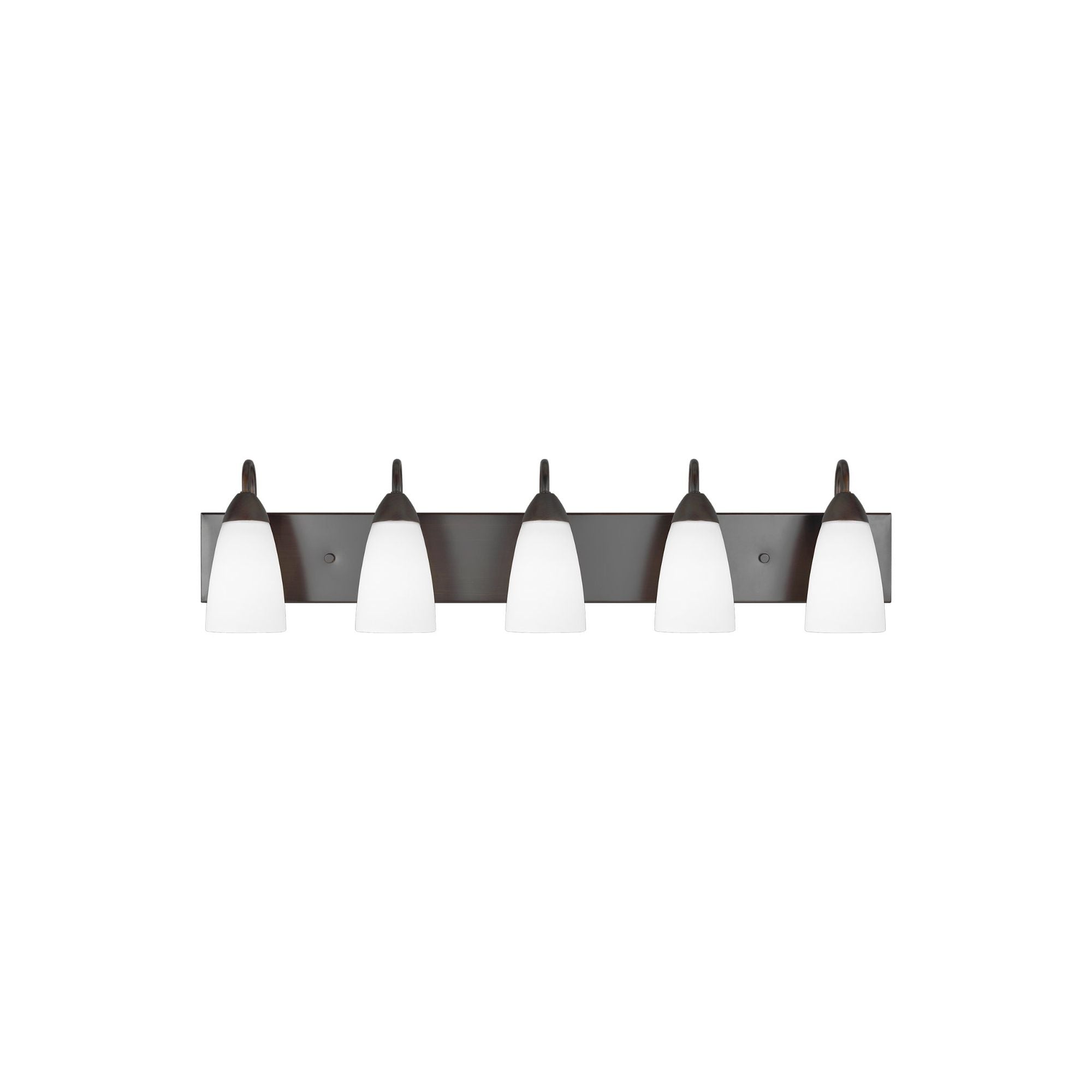 Seville Five Light Wall / Bath LED Transitional Fixture 35.875" Width 8.5" Height Steel Round Etched White Inside Shade in Bronze