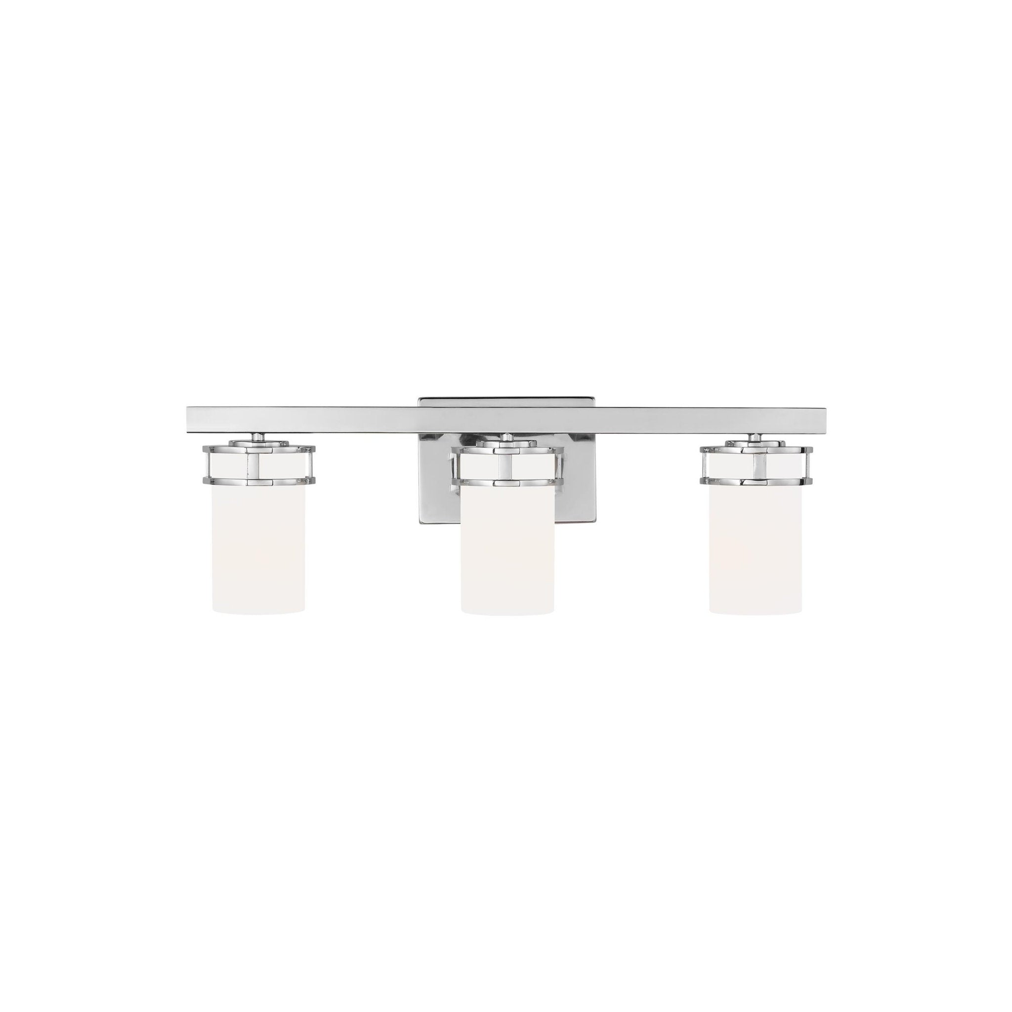 Robie Three Light Wall / Bath Transitional Fixture 24" Width 8.125" Height Steel Round Etched White Inside Shade in Chrome