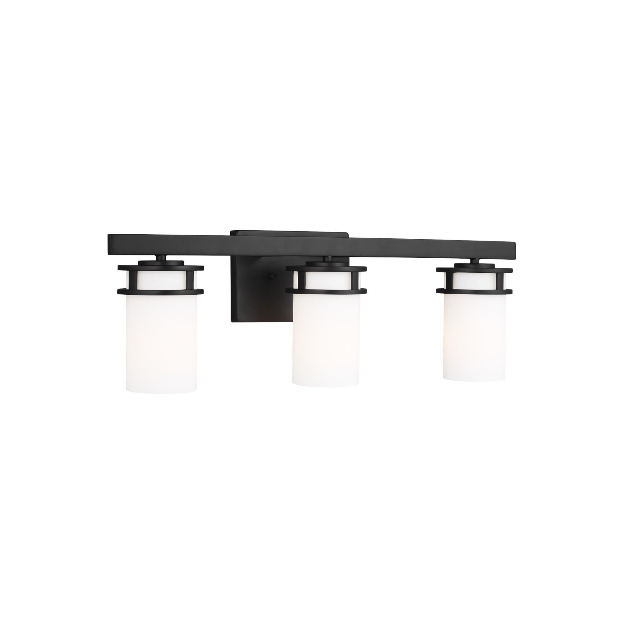 Robie Three Light Wall / Bath LED Transitional Fixture 24" Width 8.125" Height Steel Round Etched White Inside Shade in Midnight Black