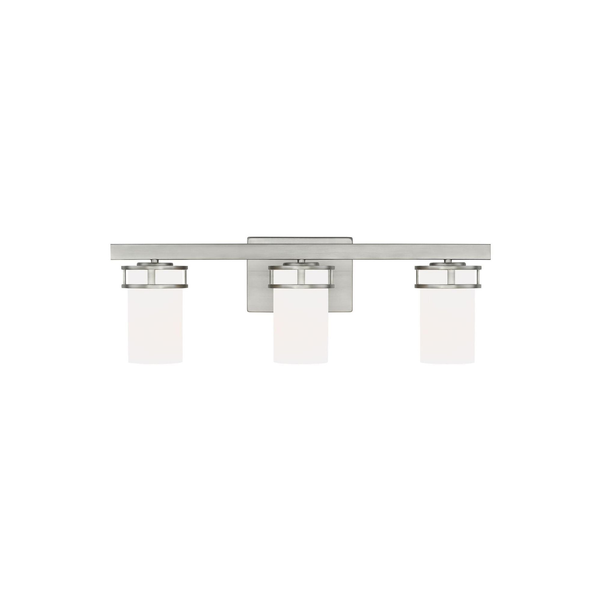 Robie Three Light Wall / Bath LED Transitional Fixture 24" Width 8.125" Height Steel Round Etched White Inside Shade in Brushed Nickel