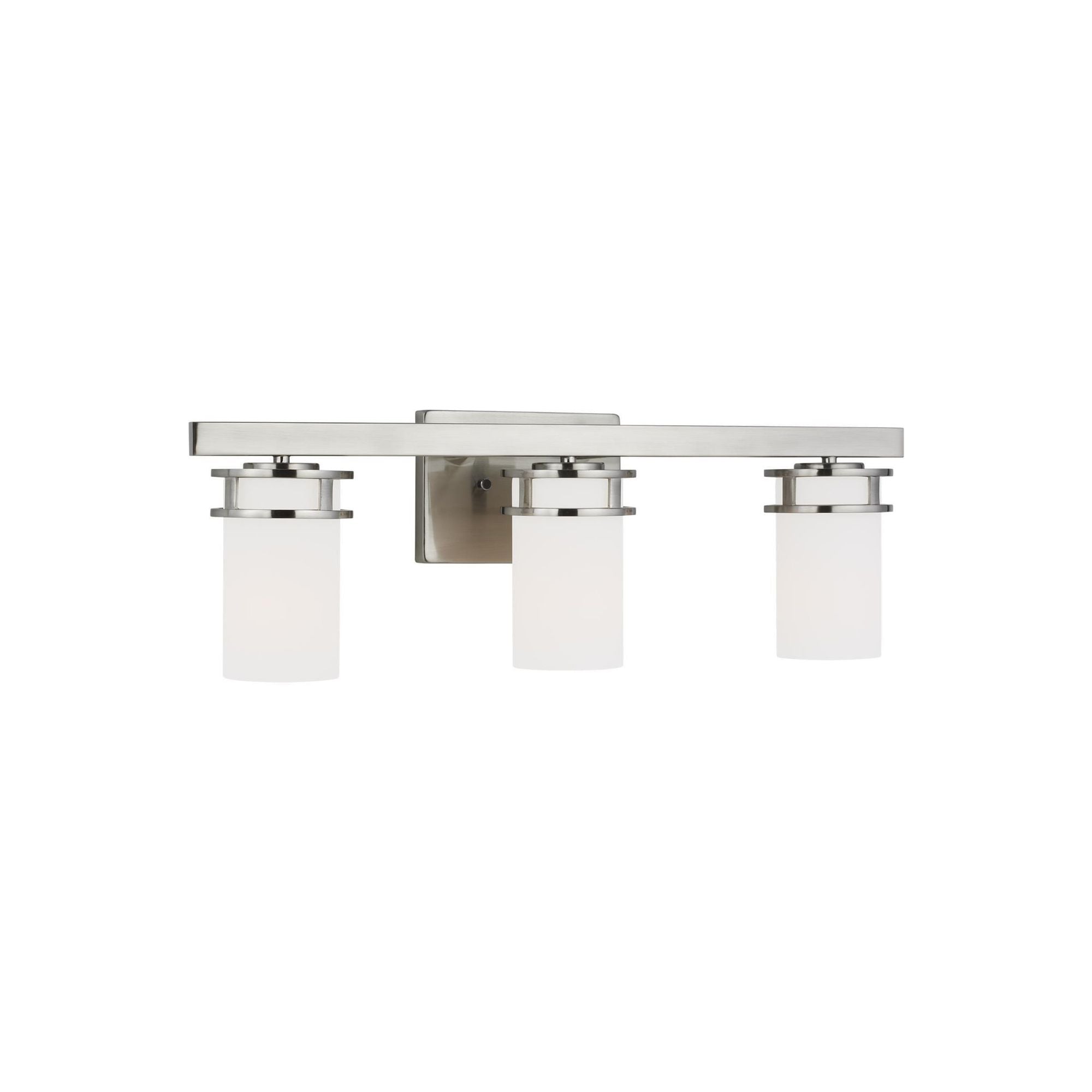 Robie Three Light Wall / Bath LED Transitional Fixture 24" Width 8.125" Height Steel Round Etched White Inside Shade in Brushed Nickel