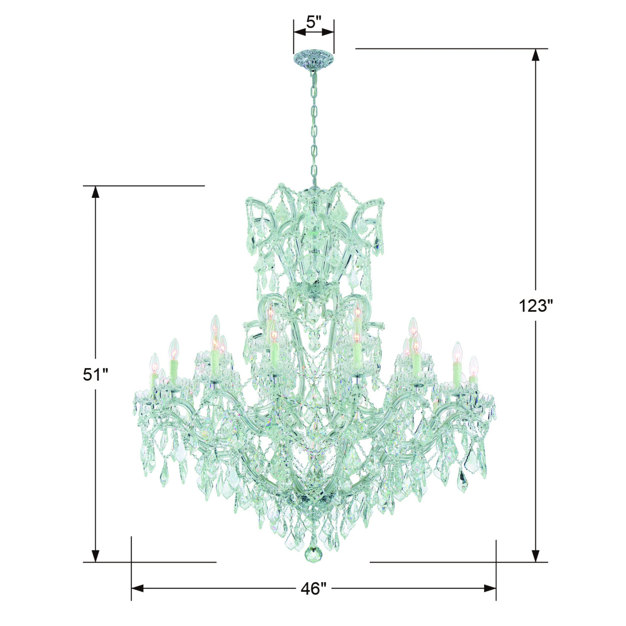 Maria Theresa 46'' Swarovski Strass Crystal Polished Chrome Chandelier Silver 46"W x 52"H x 46"D