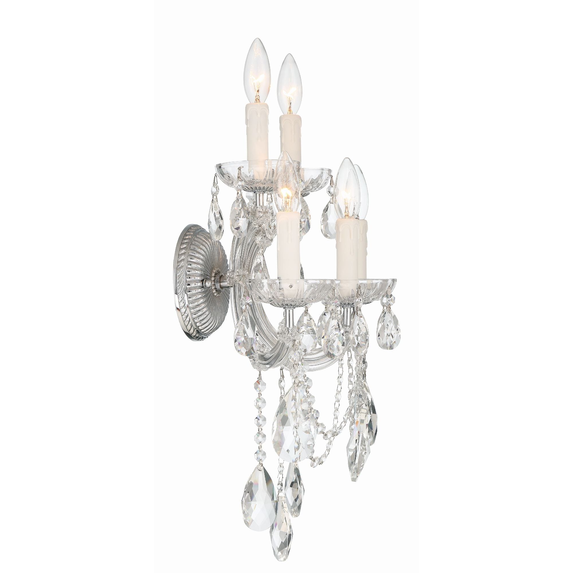 Maria Theresa 13.5'' Hand Cut Crystal Polished Chrome Sconce Silver 13.5"W x 22"H x 9"D