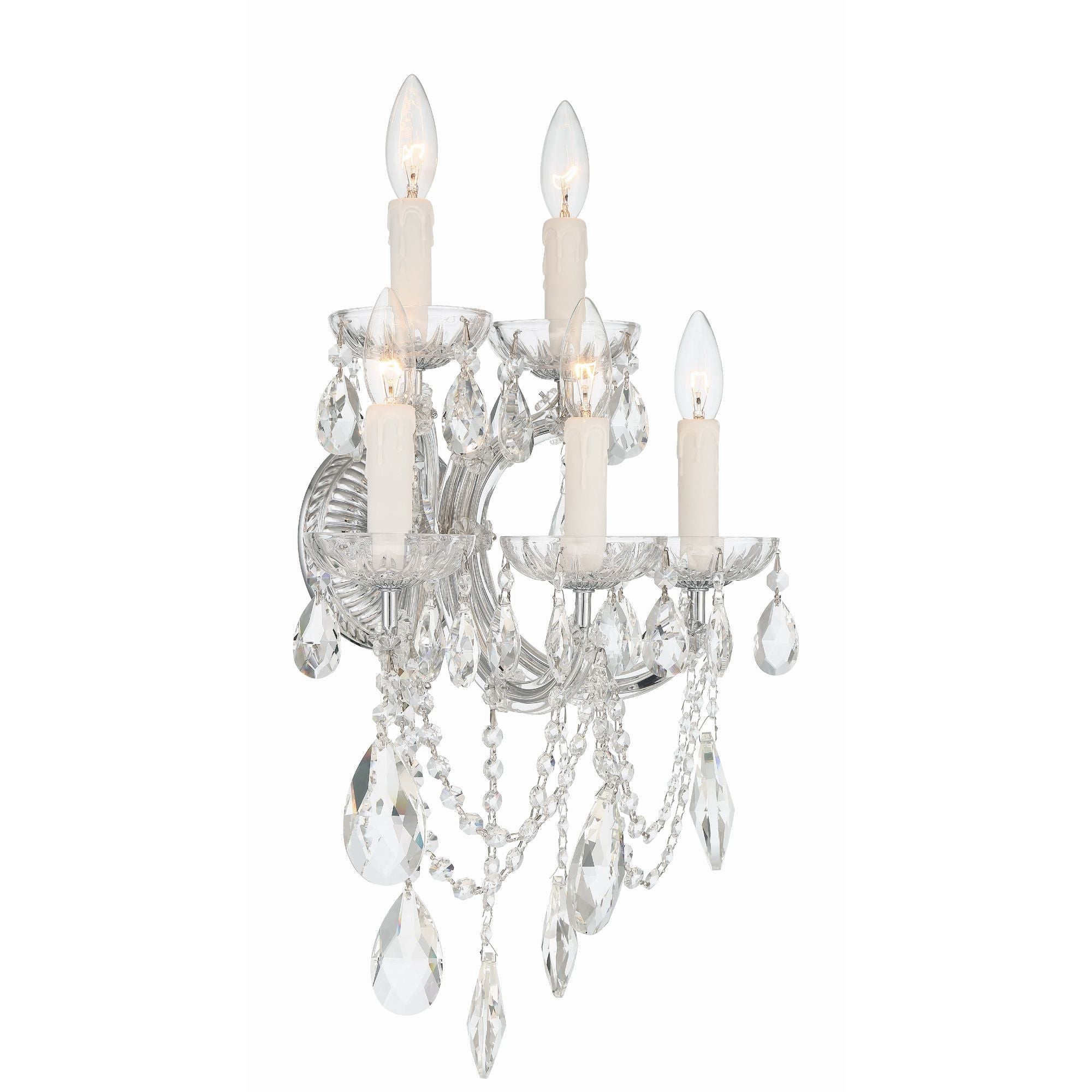 Maria Theresa 13.5'' Hand Cut Crystal Polished Chrome Sconce Silver 13.5"W x 22"H x 9"D