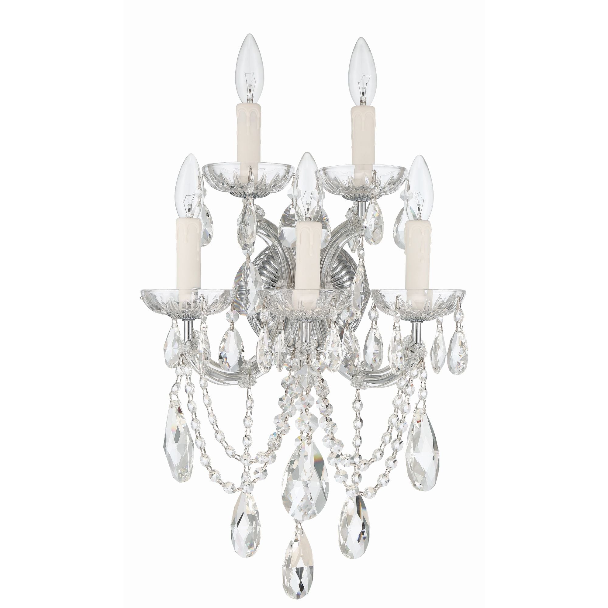 Maria Theresa 13.5'' Hand Cut Crystal Polished Chrome Sconce Silver 13.5"W x 22"H x 9"D
