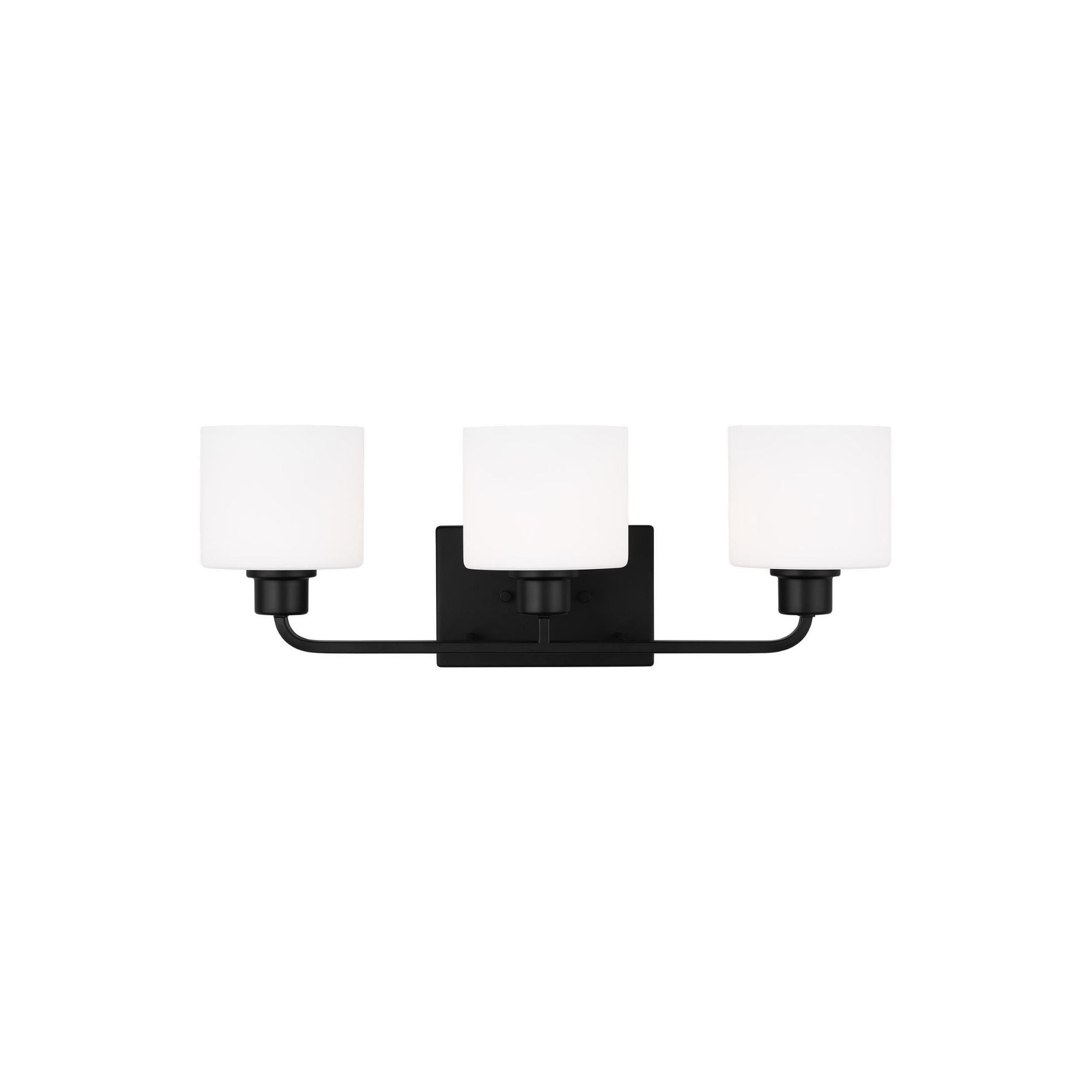 Canfield Three Light Wall / Bath LED Modern Fixture 23.125" Width 8.375" Height Steel Round Etched White Inside Shade in Midnight Black