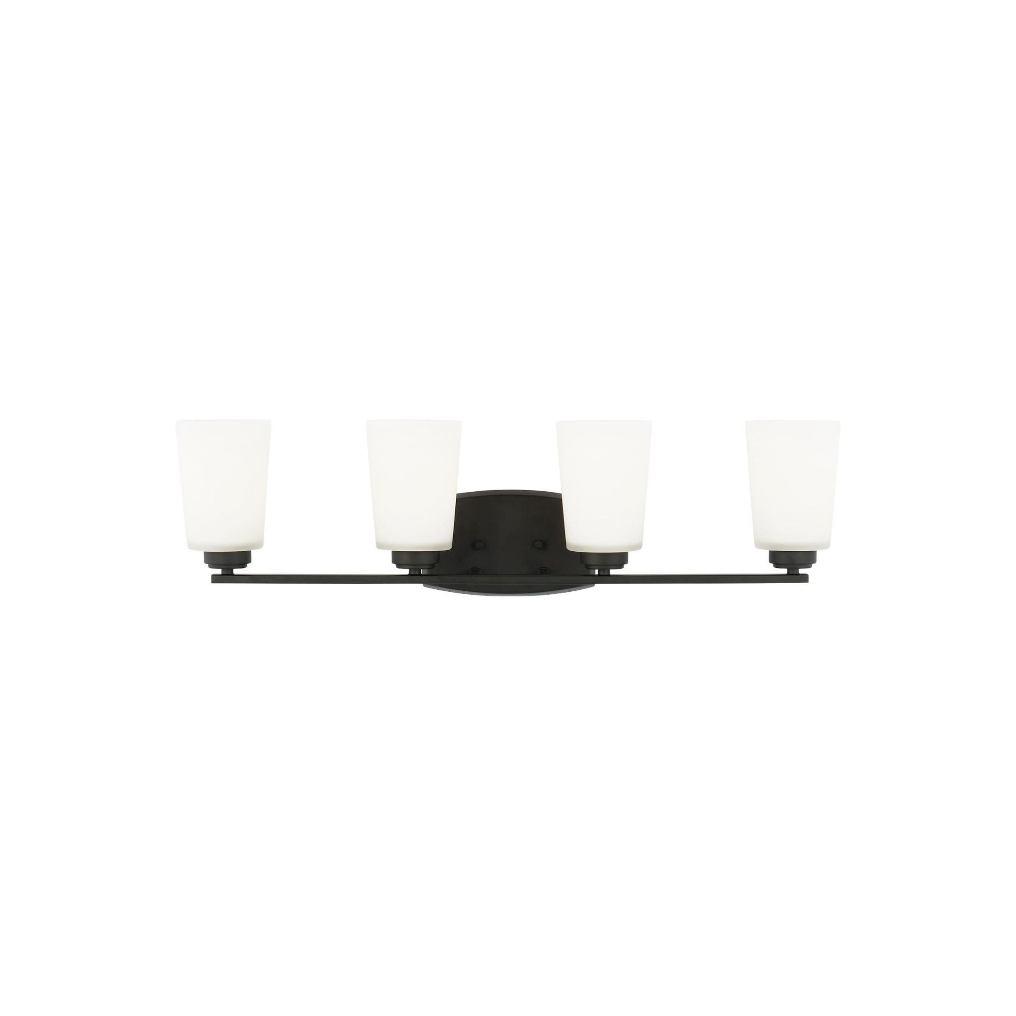 Franport Four Light Wall / Bath LED Traditional Fixture 29.375" Width 8.25" Height Steel Round Etched White Inside Shade in Midnight Black
