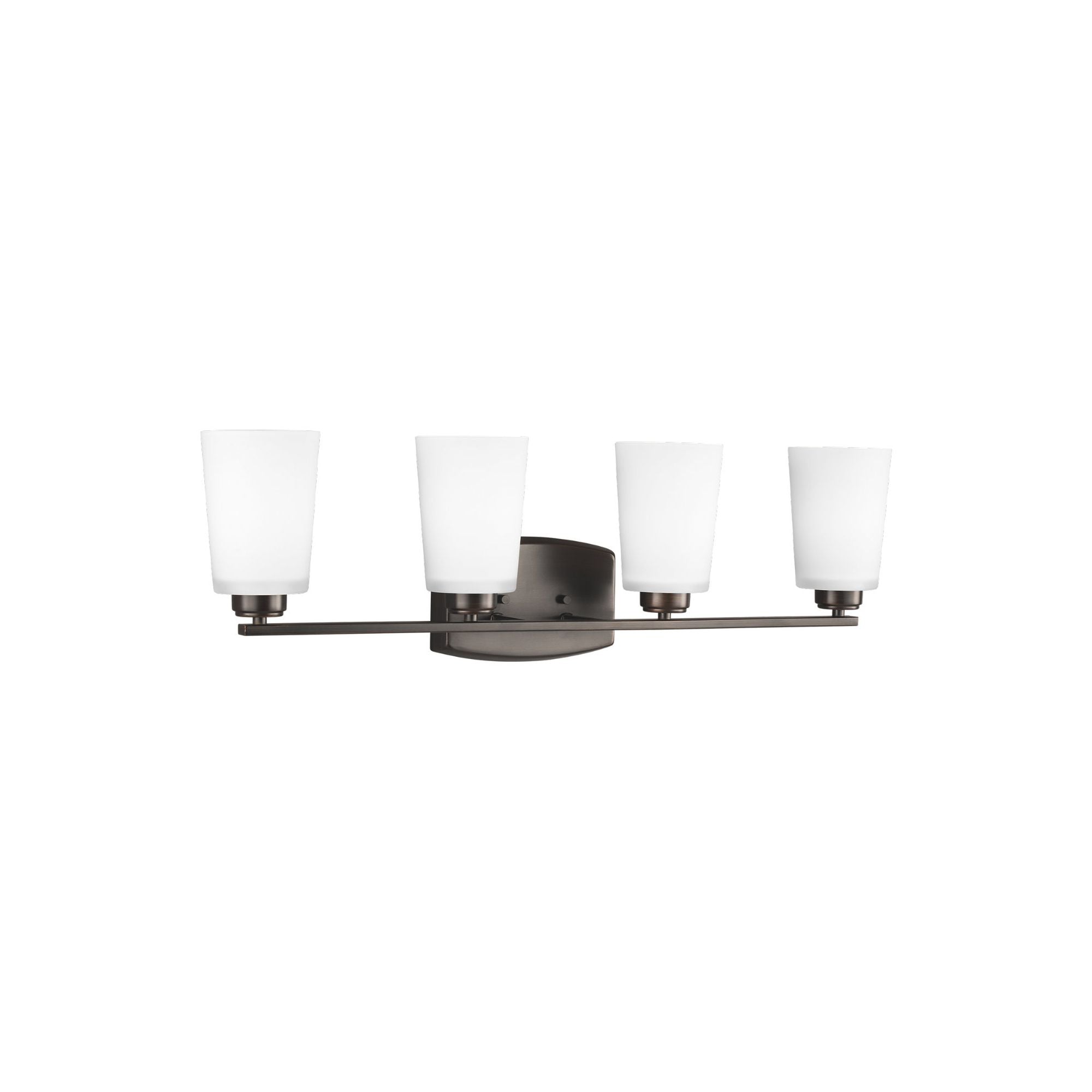 Franport Four Light Wall / Bath LED Traditional Fixture 29.375" Width 8.25" Height Steel Round Etched White Inside Shade in Bronze