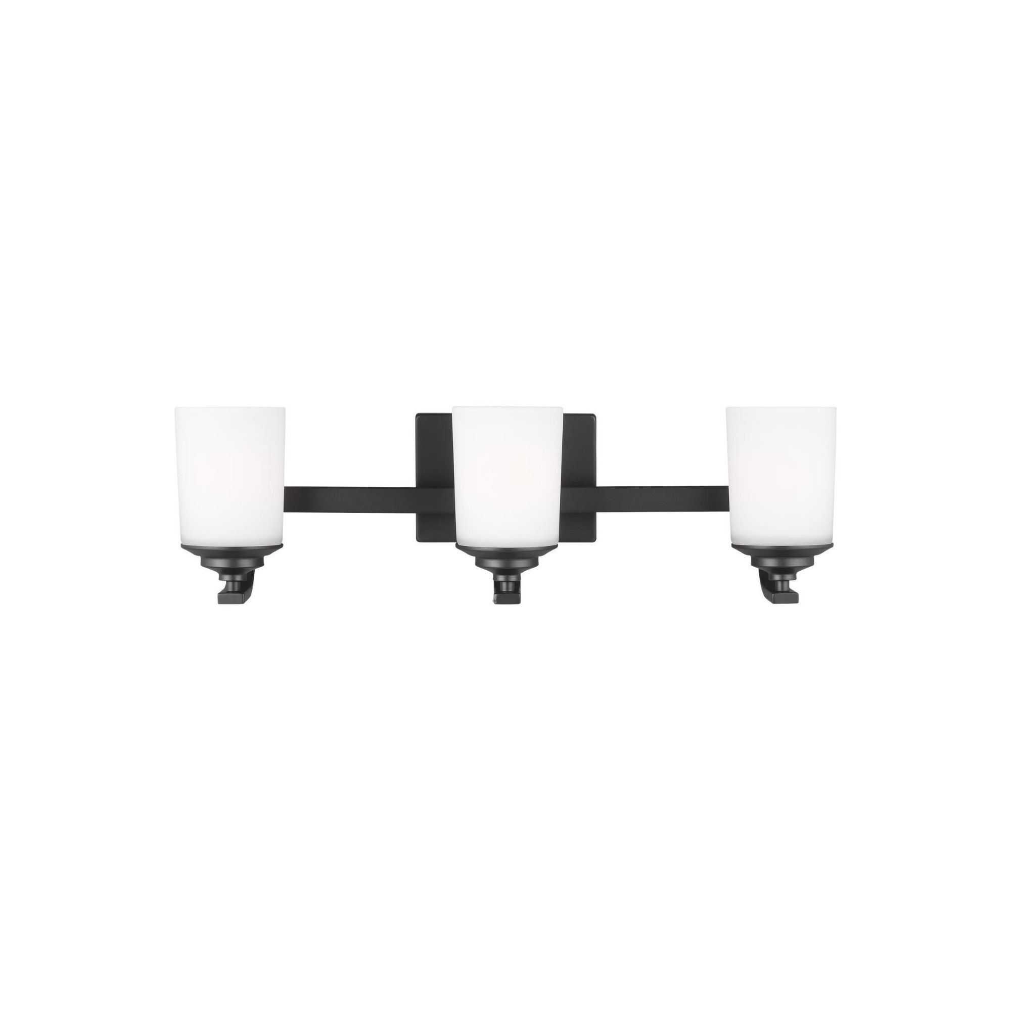 Kemal Three Light Wall / Bath LED Transitional Fixture 24" Width 7.125" Height Steel Round Etched White Inside Shade in Midnight Black