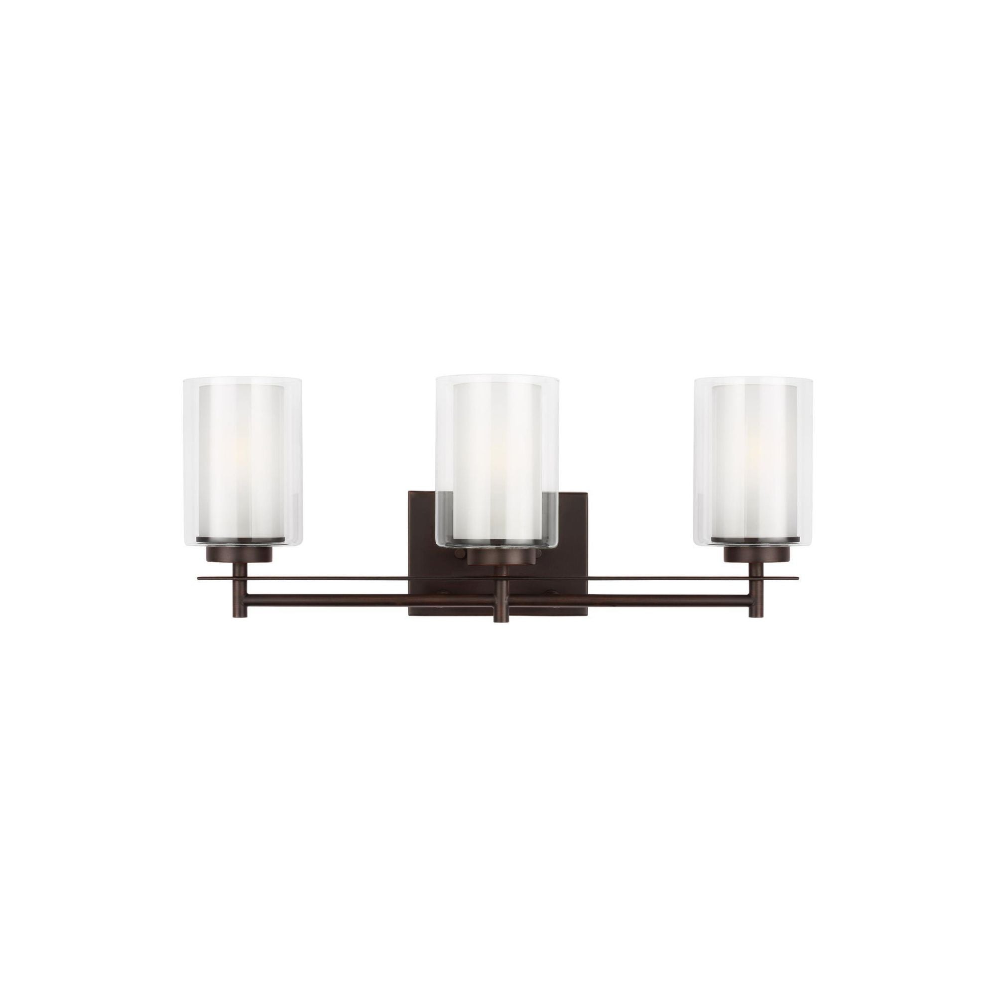 Elmwood Park Three Light Wall / Bath Traditional Fixture 22.25" Width 8.5" Height Steel Round Satin Etched Shade in Bronze