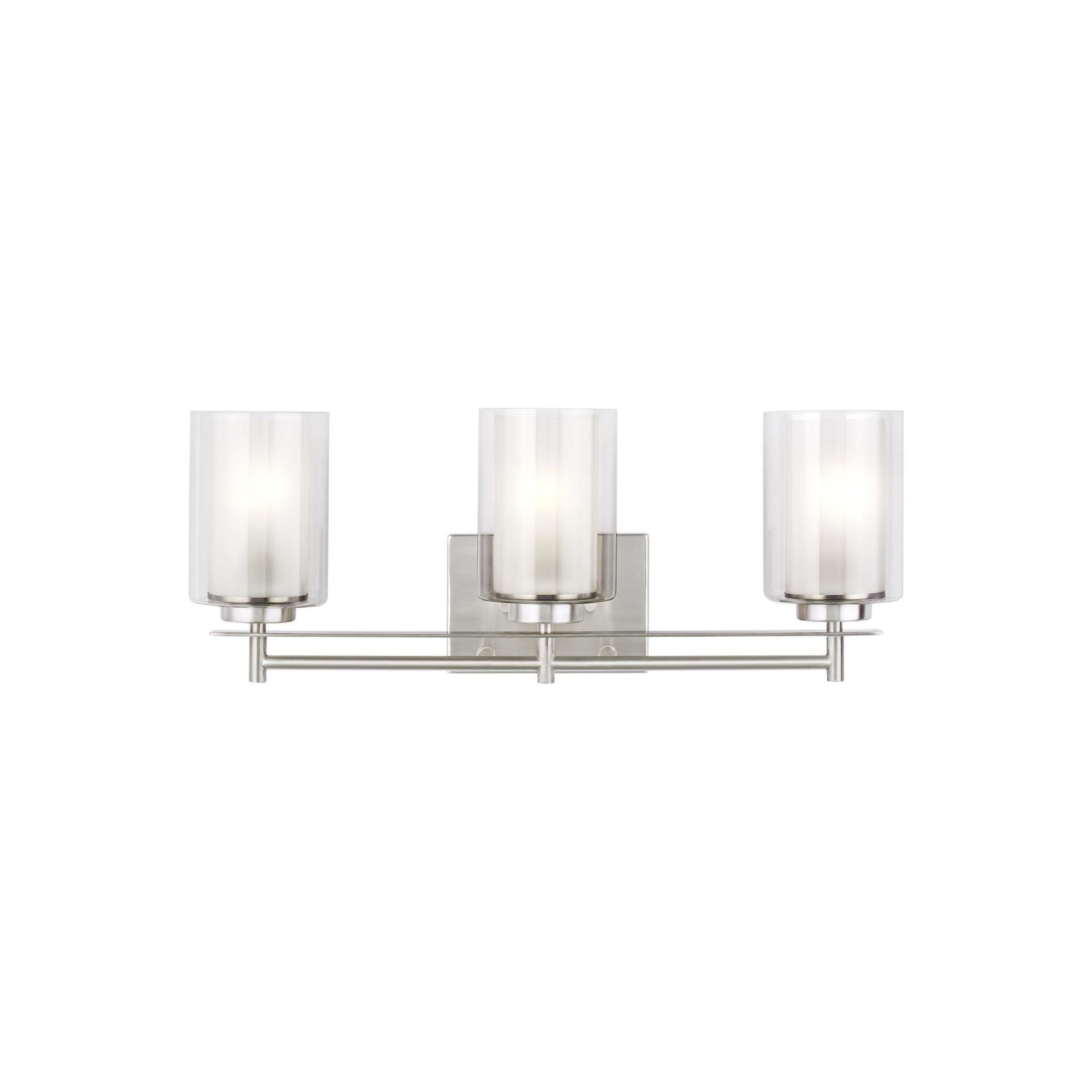 Elmwood Park Three Light Bath LED Traditional Wall Fixture 22.25" Width 8.5" Height Steel Round Satin Etched Shade in Brushed Nickel