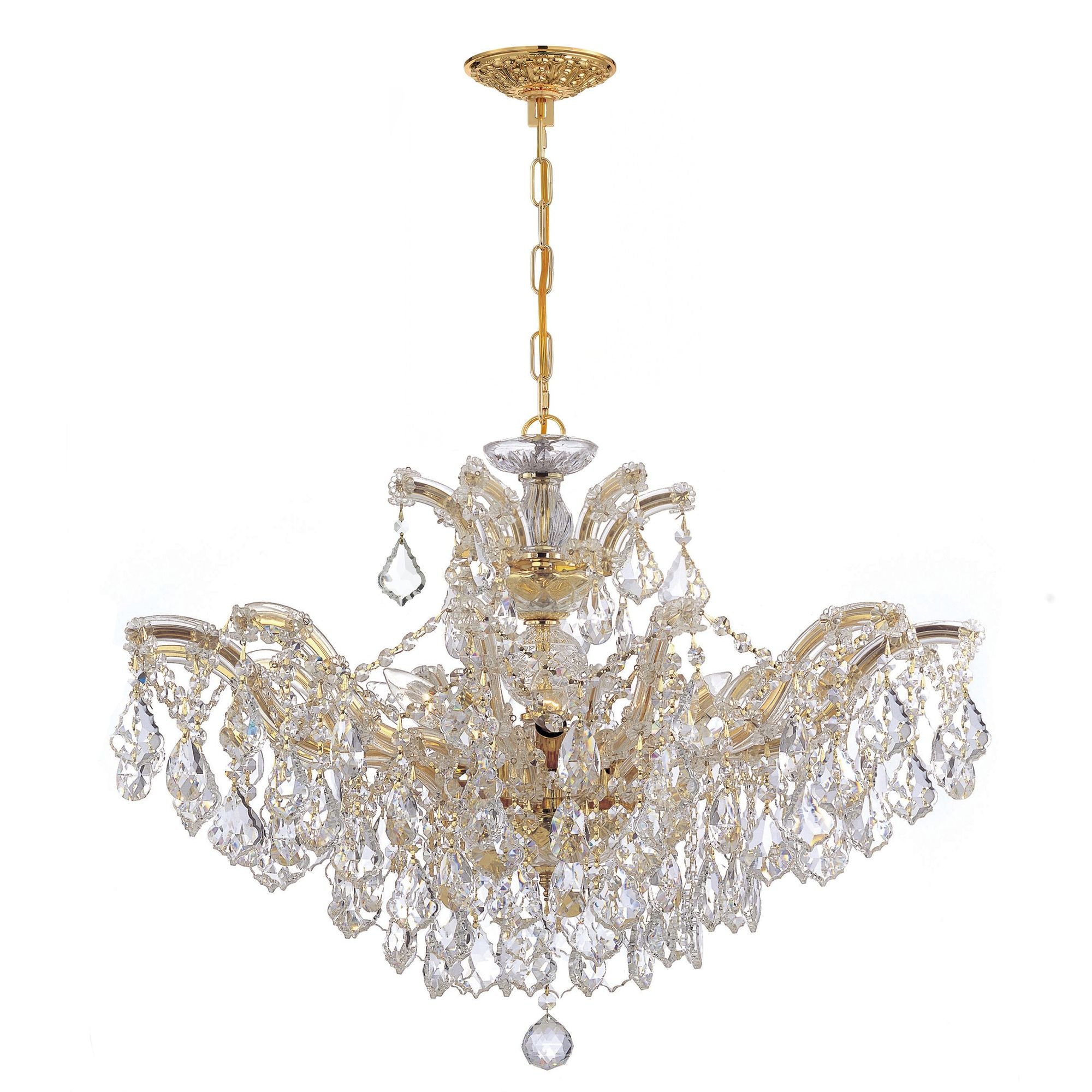 Maria Theresa 6 Light Hand Cut Crystal Gold Chandelier Hand Cut Crystal 27"W x 20"H x 27"D