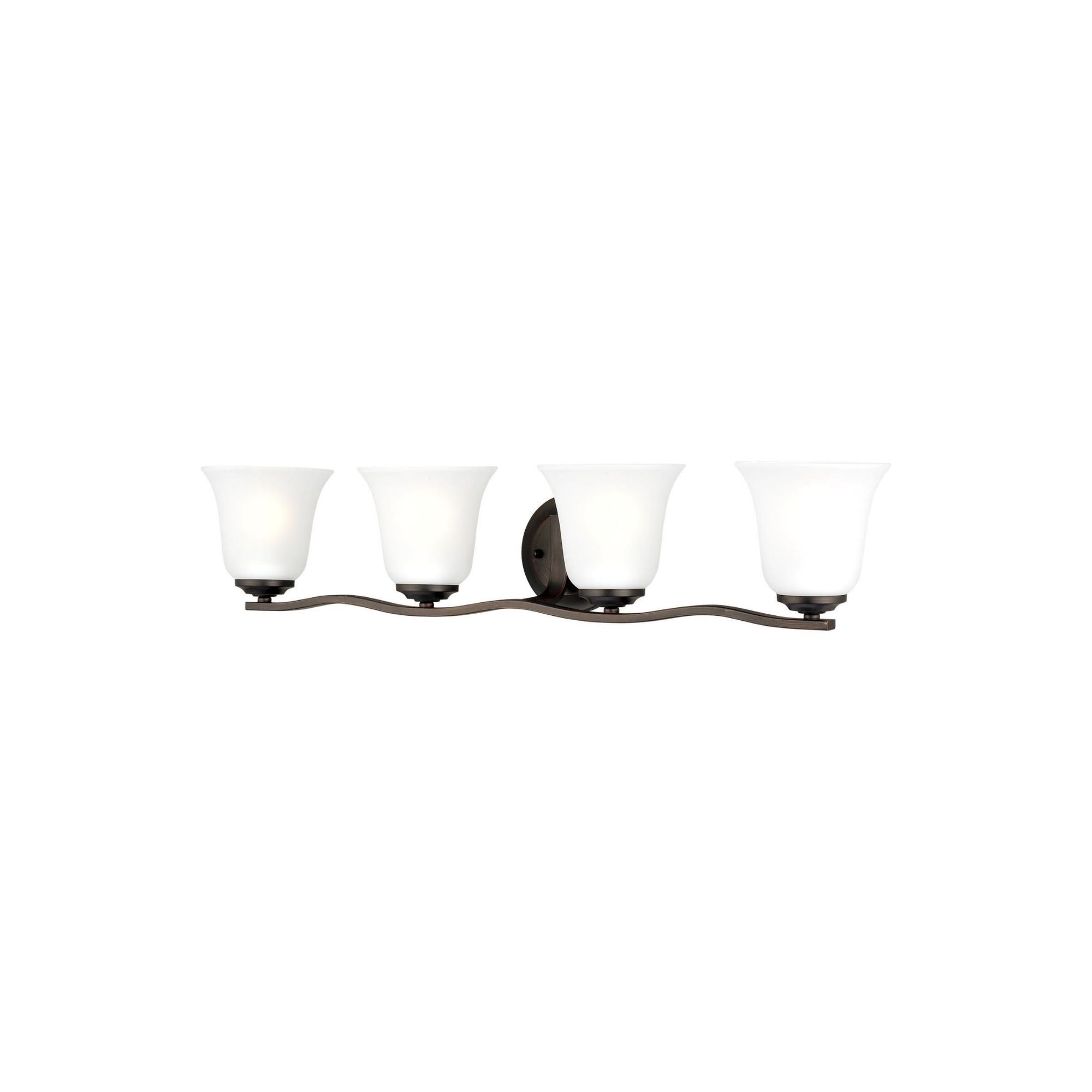 Emmons Four Light Wall / Bath Traditional Fixture 31.875" Width 6.25" Height Steel Round Satin Etched Shade in Bronze
