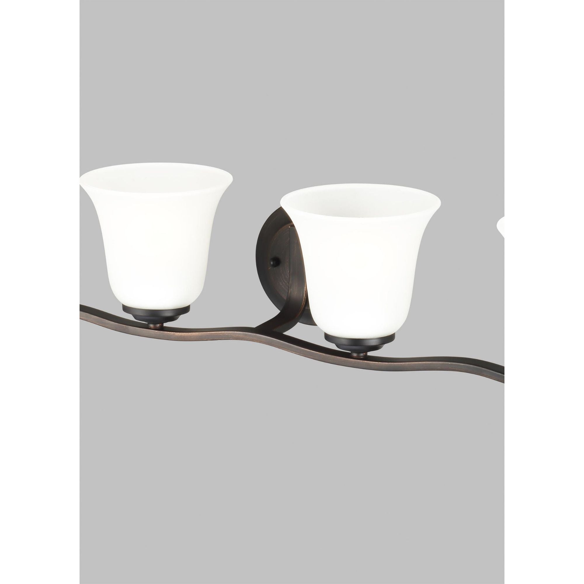 Emmons Four Light Wall / Bath Traditional Fixture 31.875" Width 6.25" Height Steel Round Satin Etched Shade in Bronze