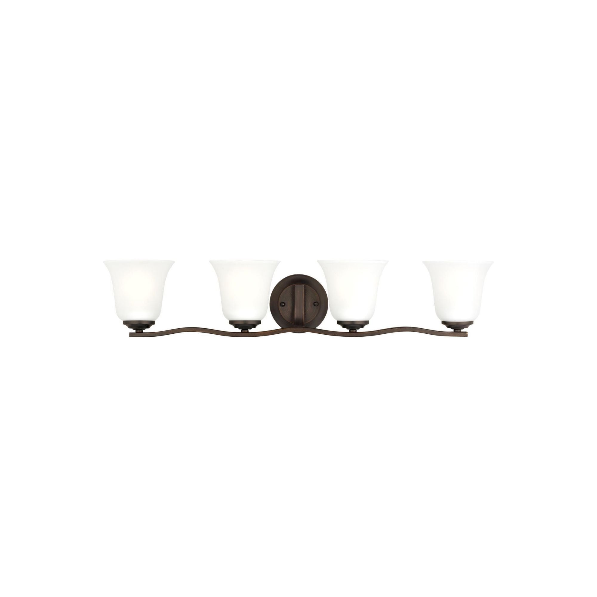 Emmons Four Light Wall / Bath LED Traditional Fixture 31.875" Width 6.25" Height Steel Round Satin Etched Shade in Bronze