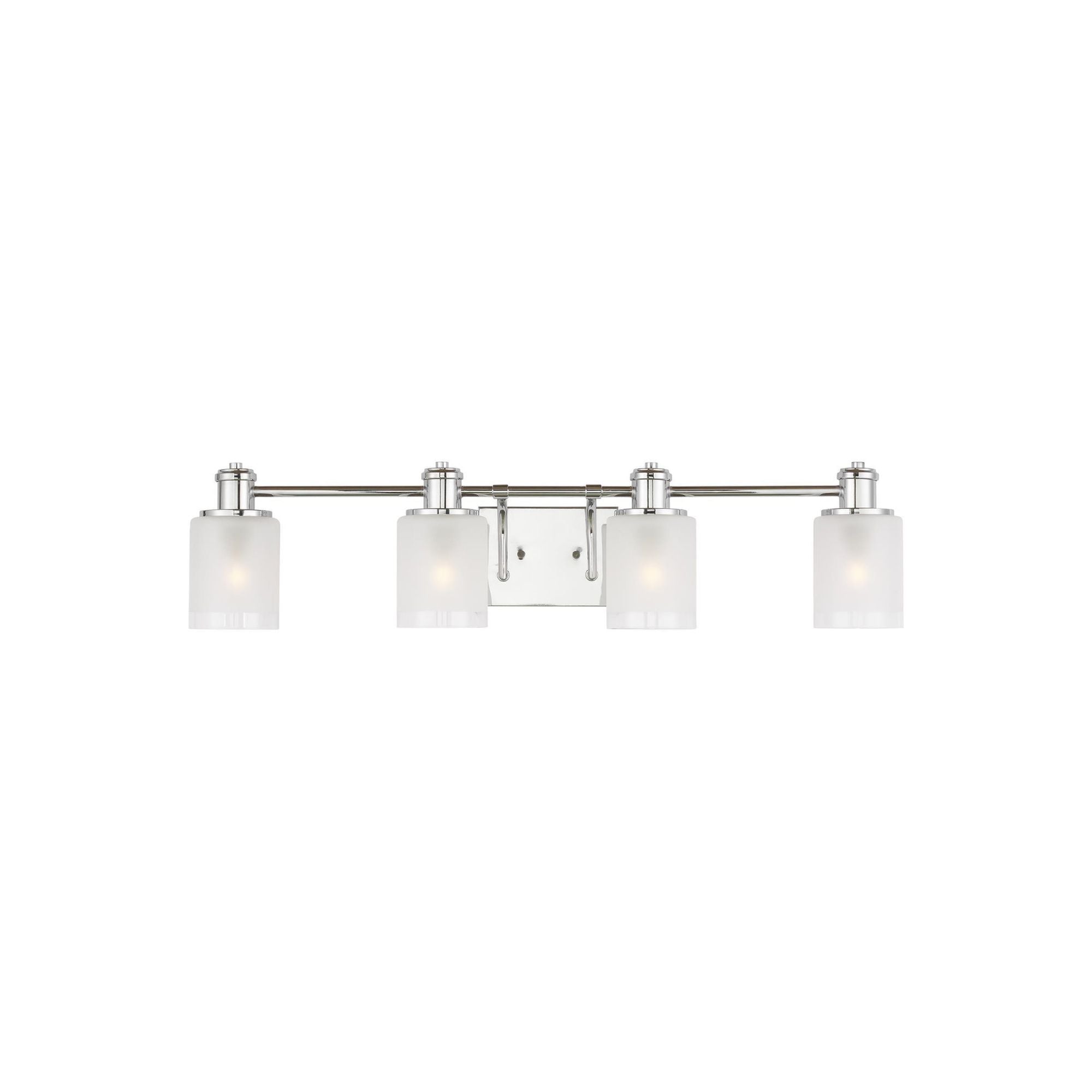 Norwood Four Light Wall / Bath LED Transitional Fixture 33.875" Width 7.875" Height Steel Round Clear Highlighted Satin Etched Shade in Chrome