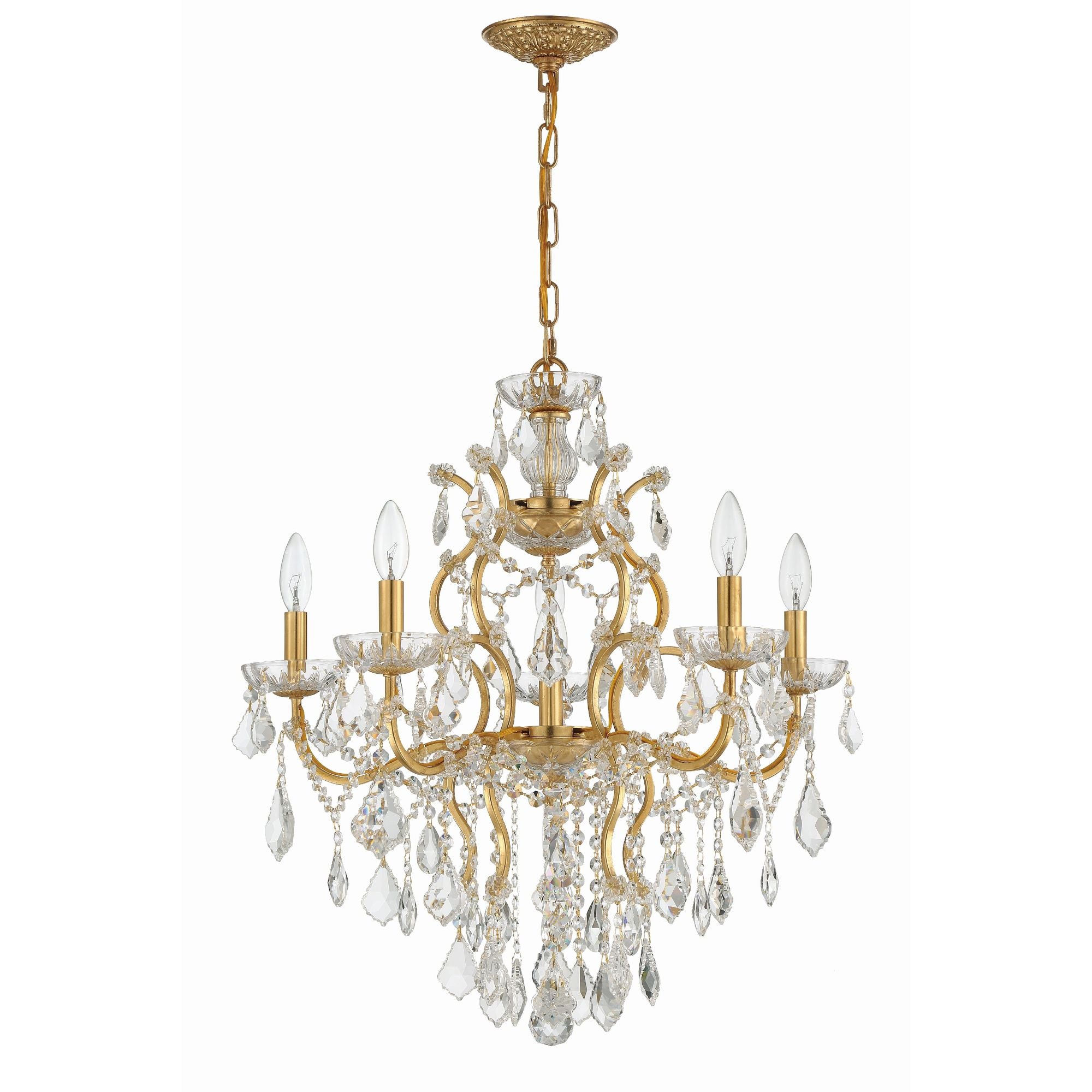 Filmore 23'' Hand Cut Crystal Antique Gold Chandelier Gold 23"W x 27.5"H x 23"D