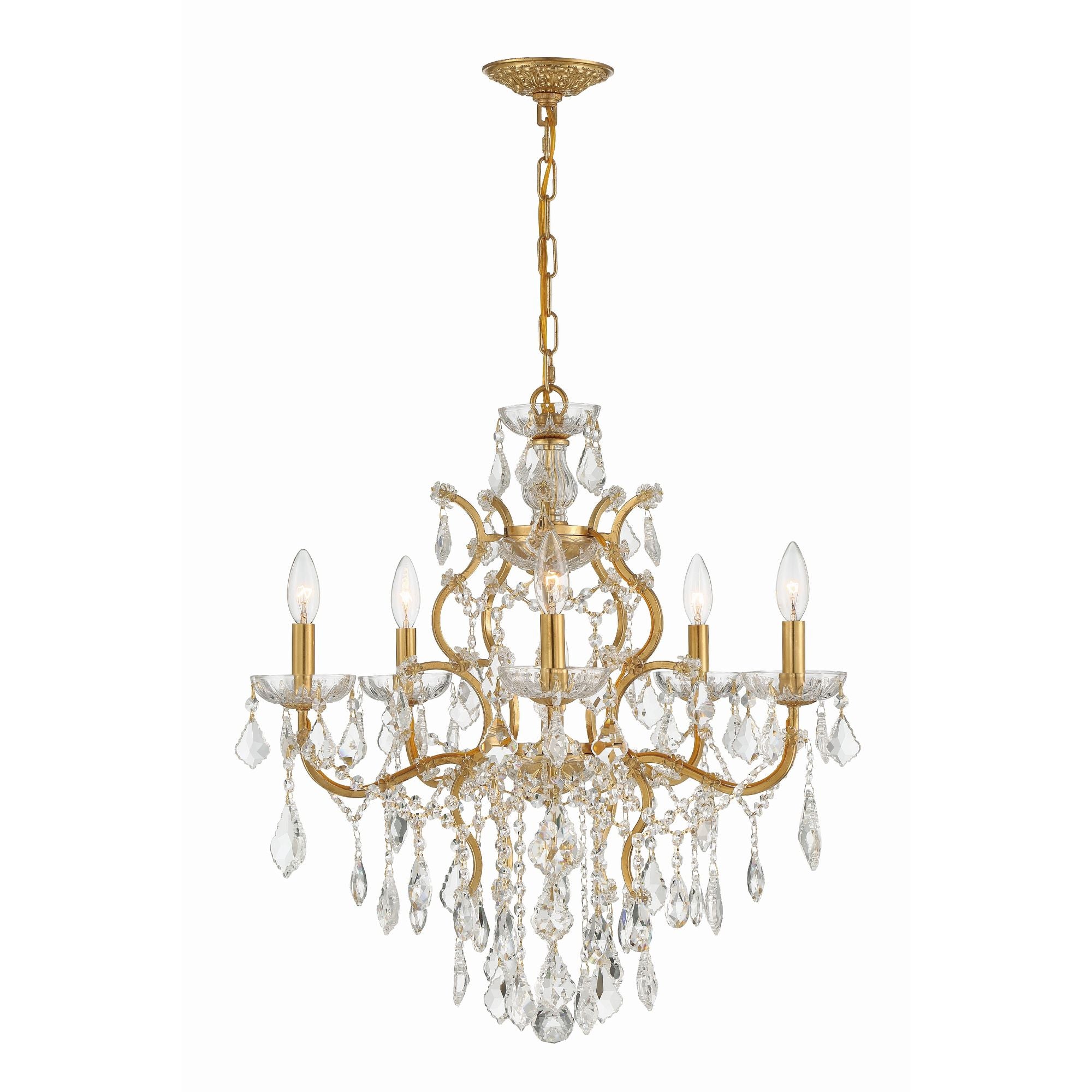 Filmore 23'' Hand Cut Crystal Antique Gold Chandelier Gold 23"W x 27.5"H x 23"D