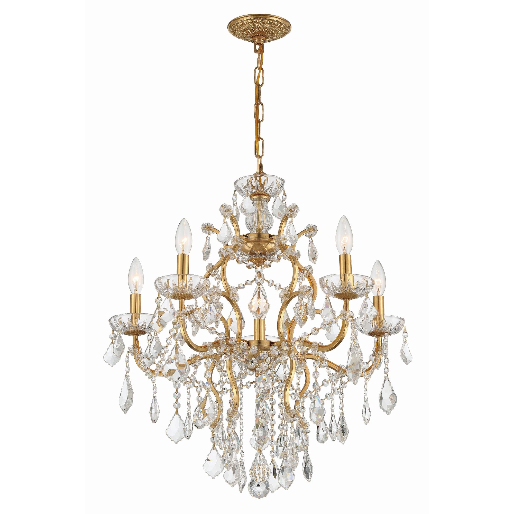 Filmore 23'' Hand Cut Crystal Antique Gold Chandelier Gold 23"W x 27.5"H x 23"D