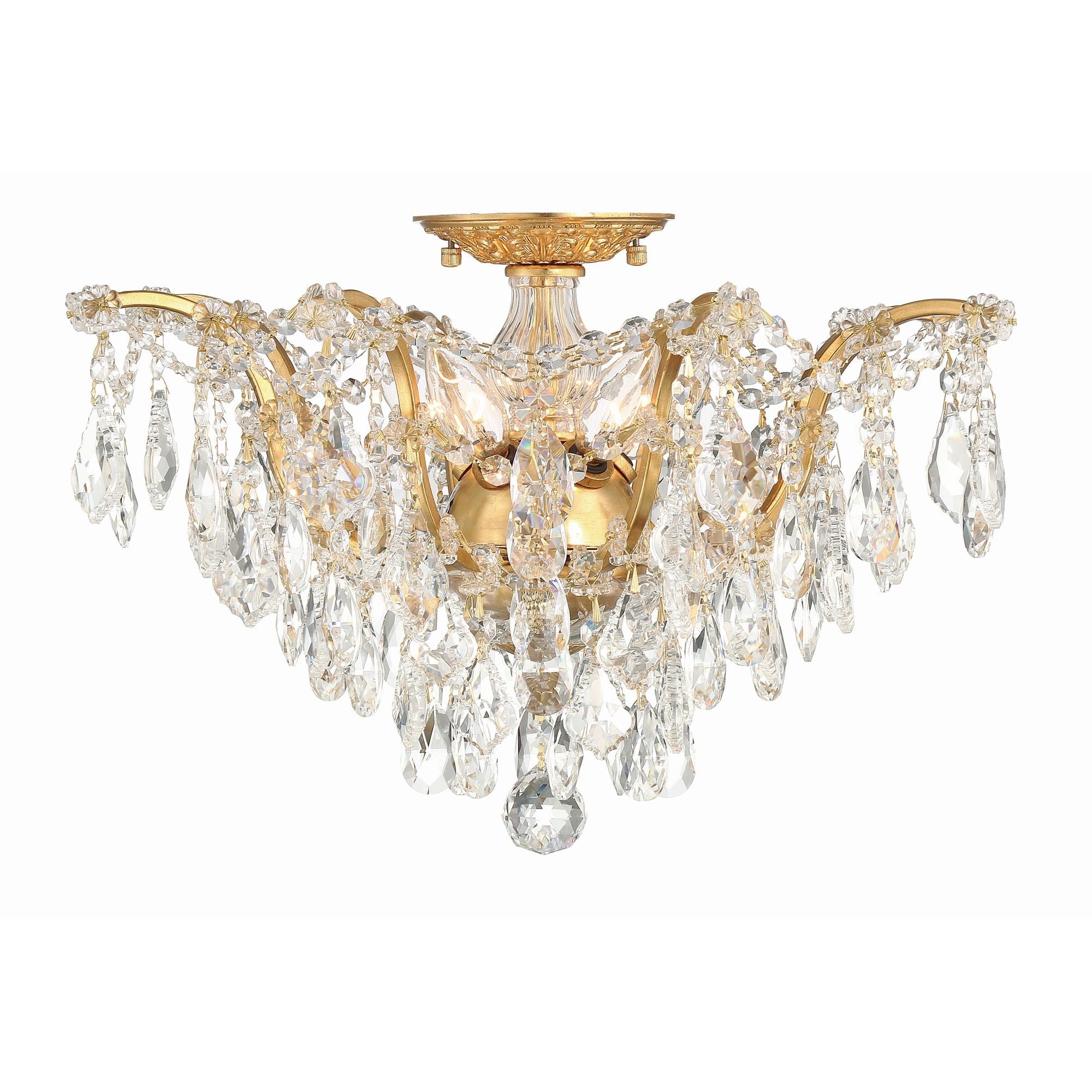 Filmore 19'' Hand Cut Crystal Antique Gold Semi Flush Mount Gold 19"W x 11.5"H x 19"D