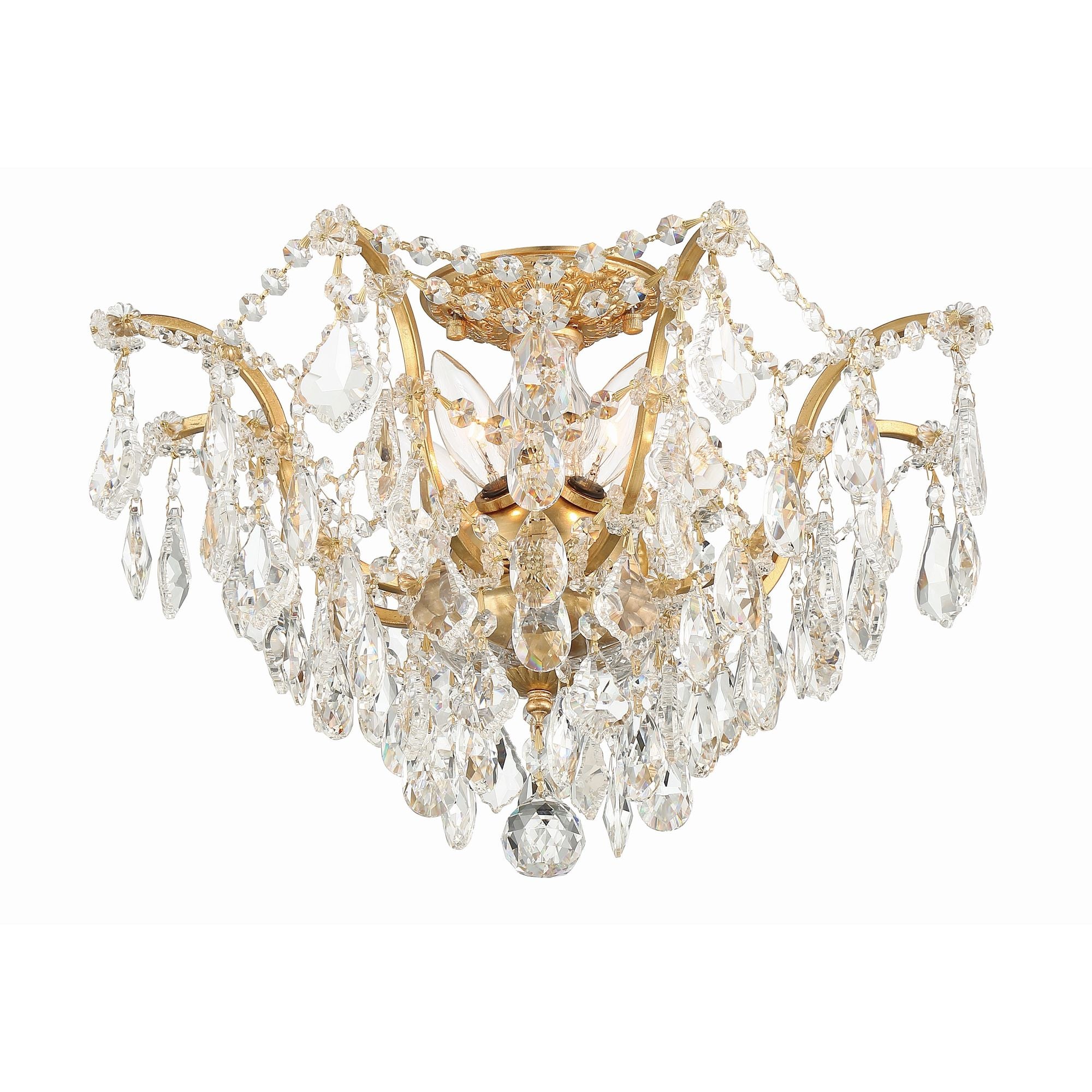 Filmore 19'' Hand Cut Crystal Antique Gold Semi Flush Mount Gold 19"W x 11.5"H x 19"D