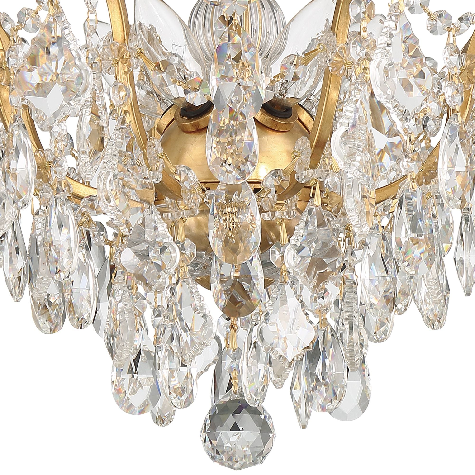 Filmore 19'' Hand Cut Crystal Antique Gold Semi Flush Mount Gold 19"W x 11.5"H x 19"D