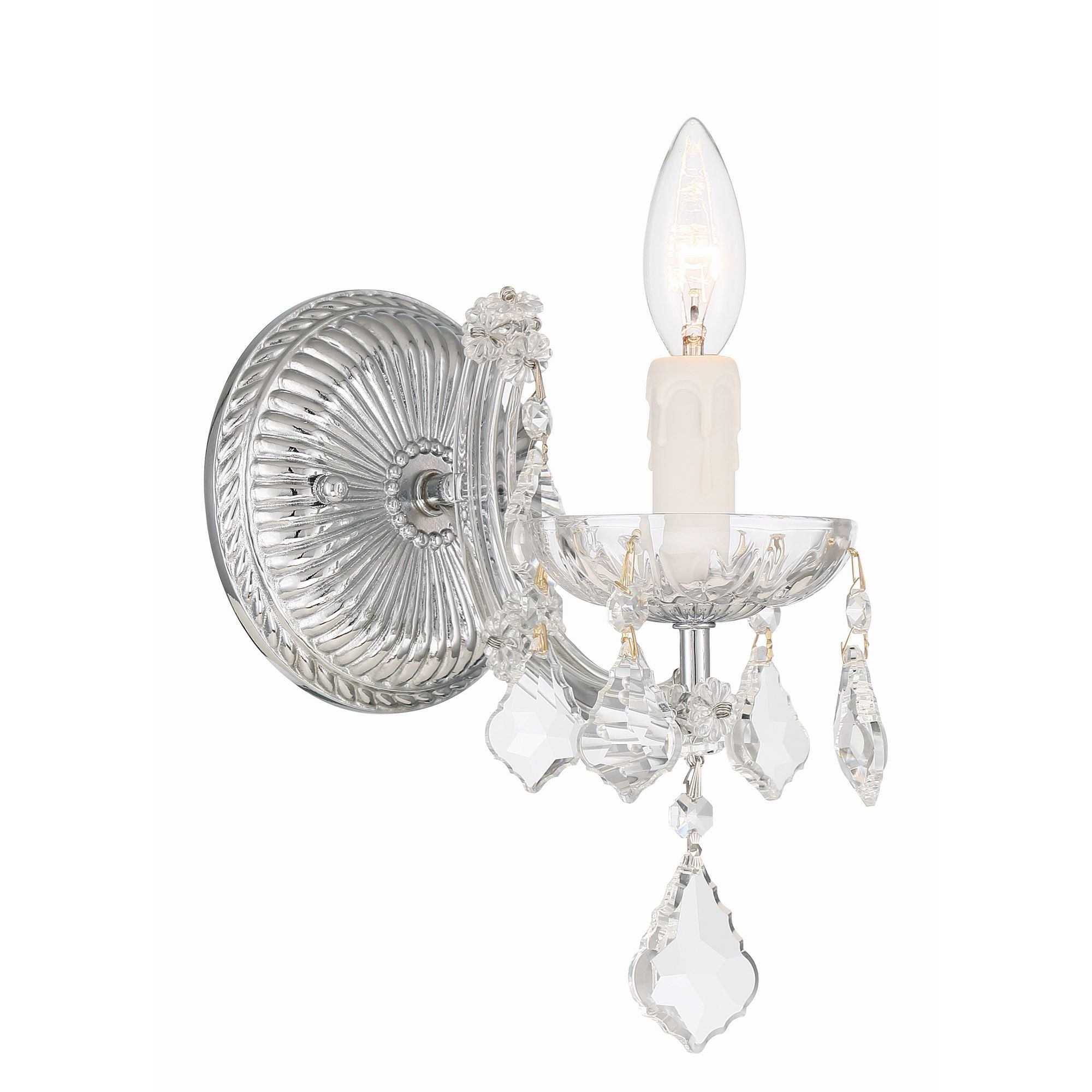 Maria Theresa 1 Light Hand Cut Crystal Polished Chrome Sconce Hand Cut Crystal 6"W x 11.5"H x 8"D