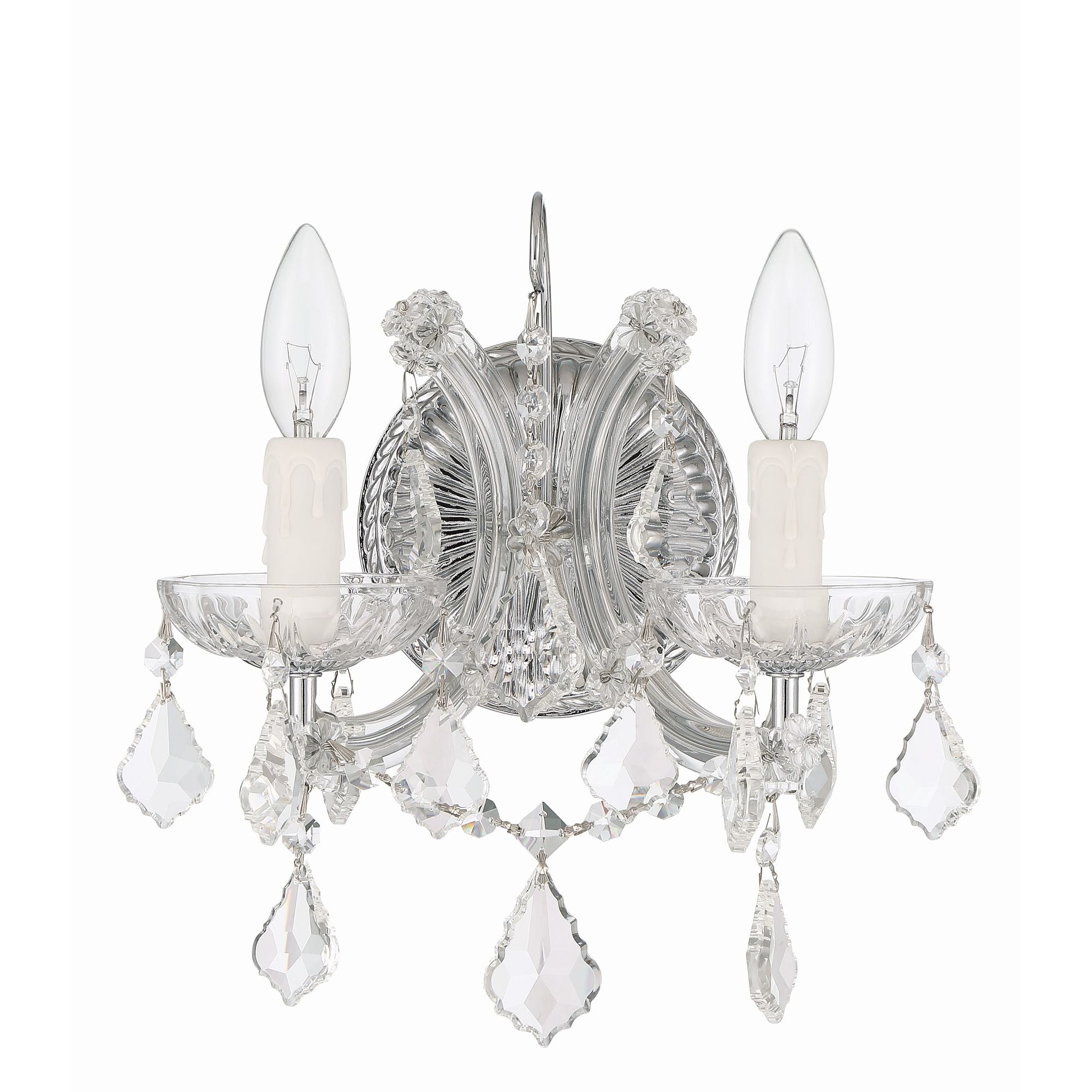 Maria Theresa 2 Light Hand Cut Crystal Polished Chrome Sconce Hand Cut Crystal 10.5"W x 12.5"H x 7"D