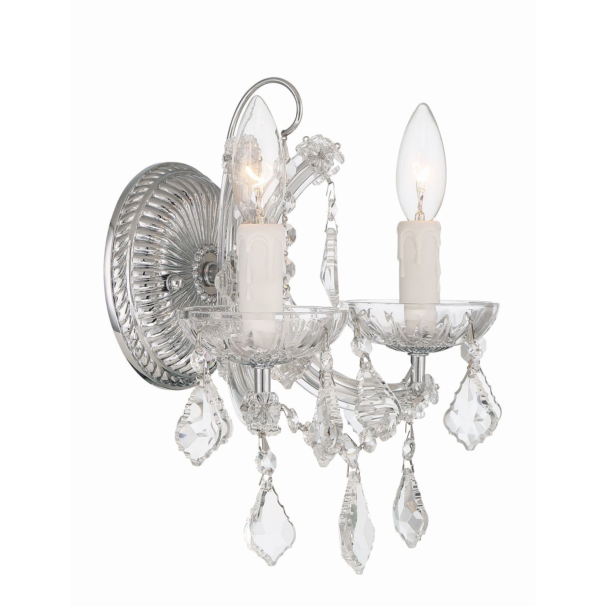 Maria Theresa 2 Light Hand Cut Crystal Polished Chrome Sconce Hand Cut Crystal 10.5"W x 12.5"H x 7"D