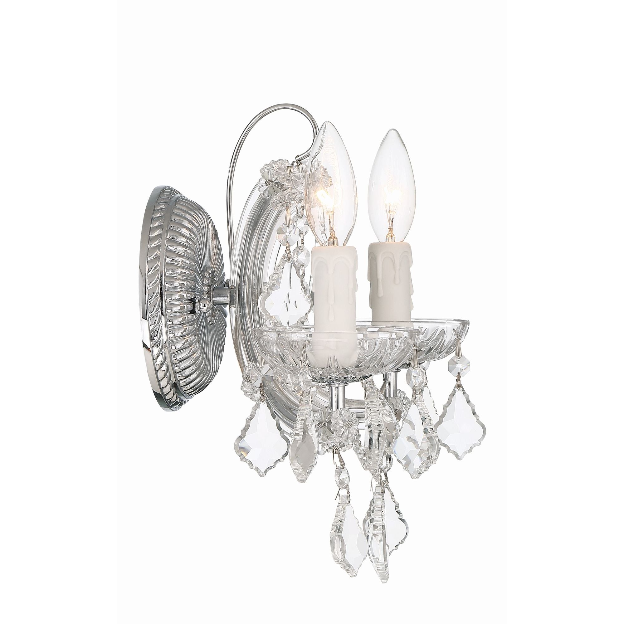 Maria Theresa 2 Light Hand Cut Crystal Polished Chrome Sconce Hand Cut Crystal 10.5"W x 12.5"H x 7"D