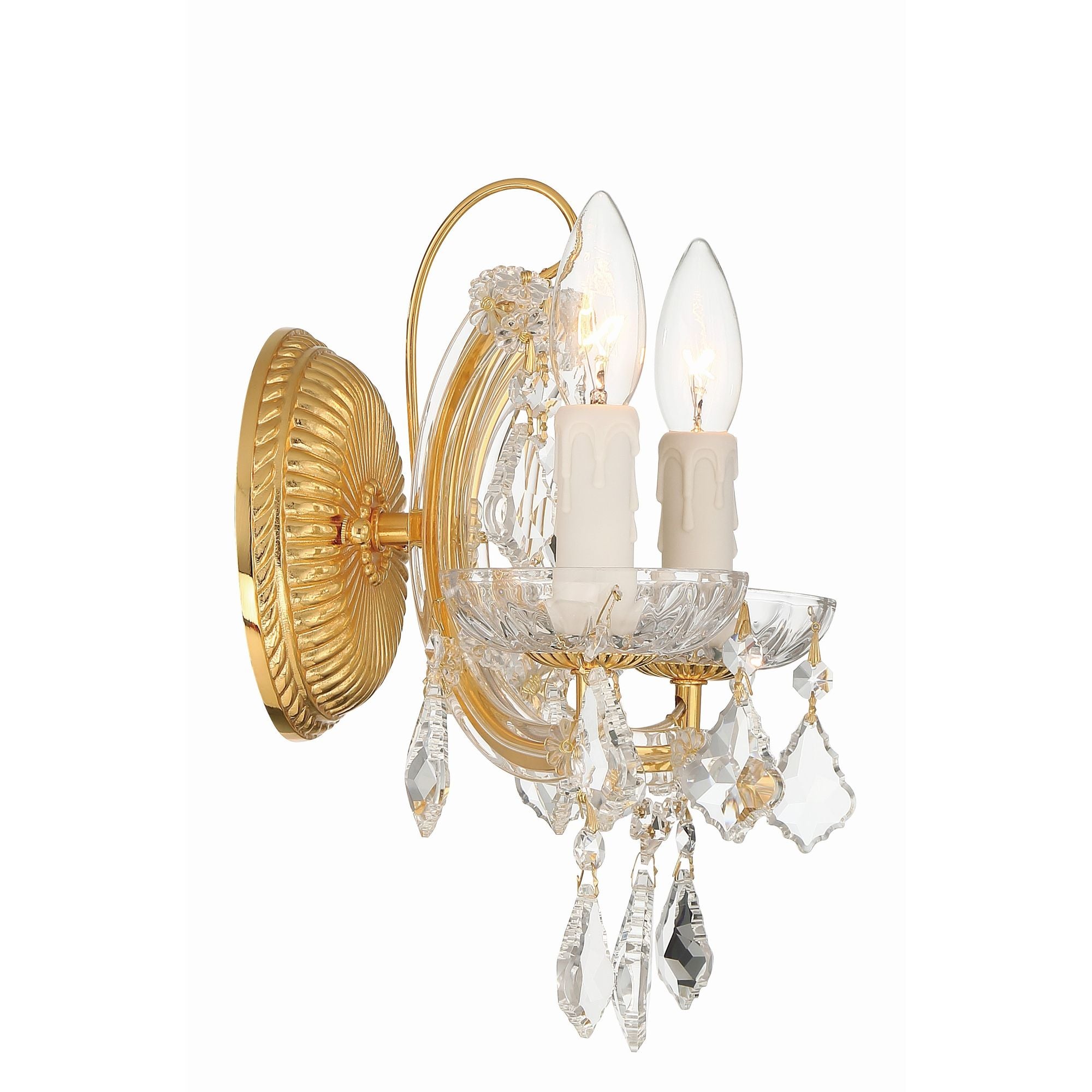Maria Theresa 2 Light Hand Cut Crystal Gold Sconce Hand Cut Crystal 10.5"W x 12.5"H x 7"D