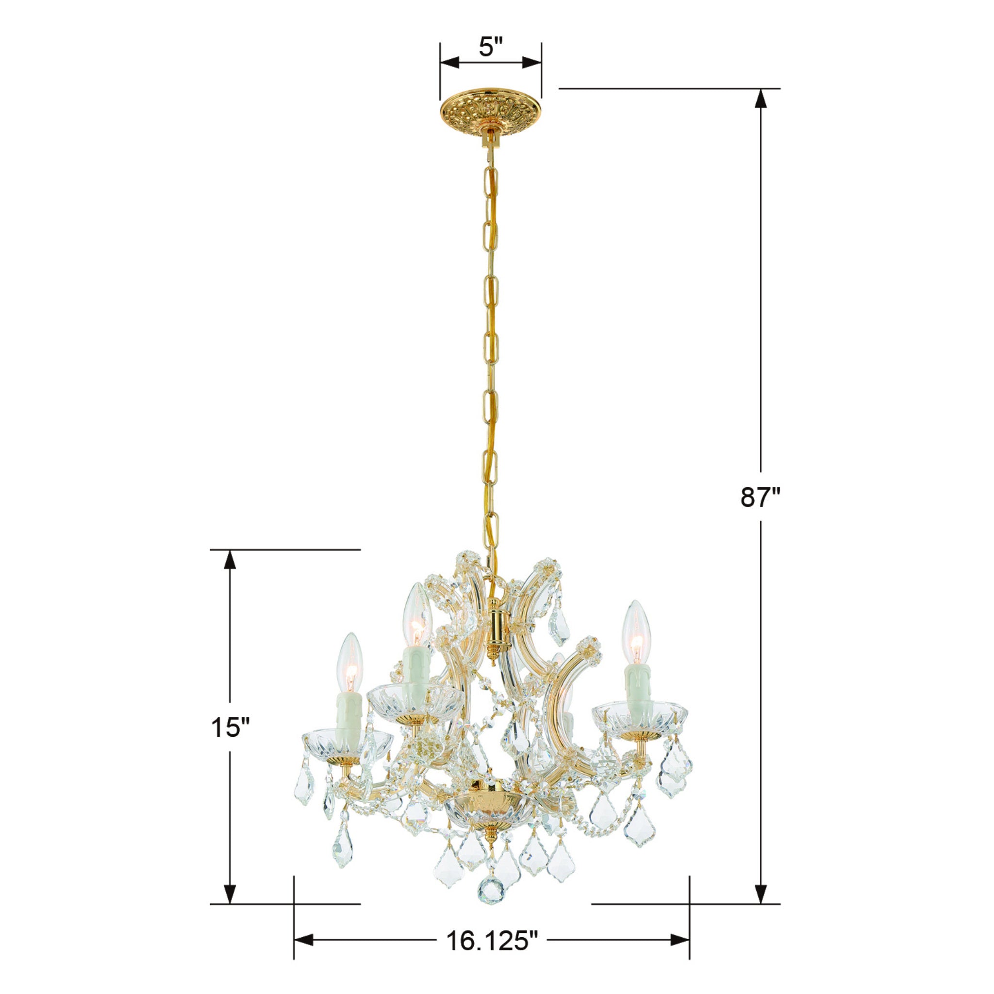 Maria Theresa 16.5'' Italian Crystal Gold Chandelier Gold 16.5"W x 15"H x 16.5"D