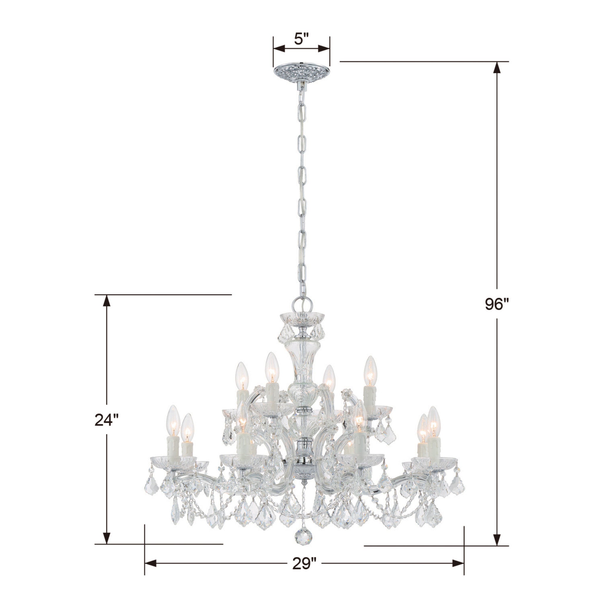 Maria Theresa 29'' Swarovski Strass Crystal Polished Chrome Chandelier Silver 29"W x 23"H x 29"D