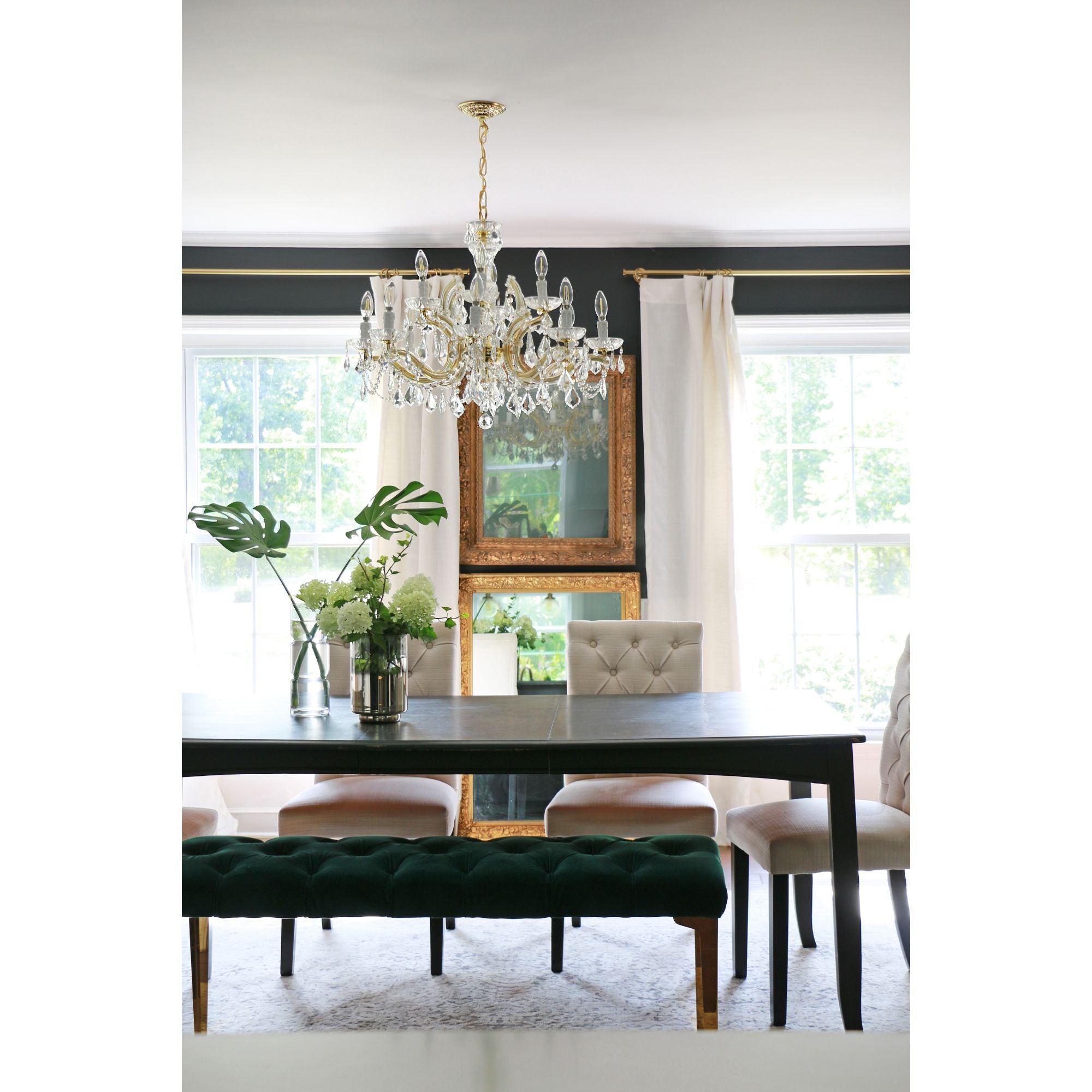 Maria Theresa 12 Light Hand Cut Crystal Gold Chandelier Hand Cut Crystal 29"W x 25.5"H x 29"D