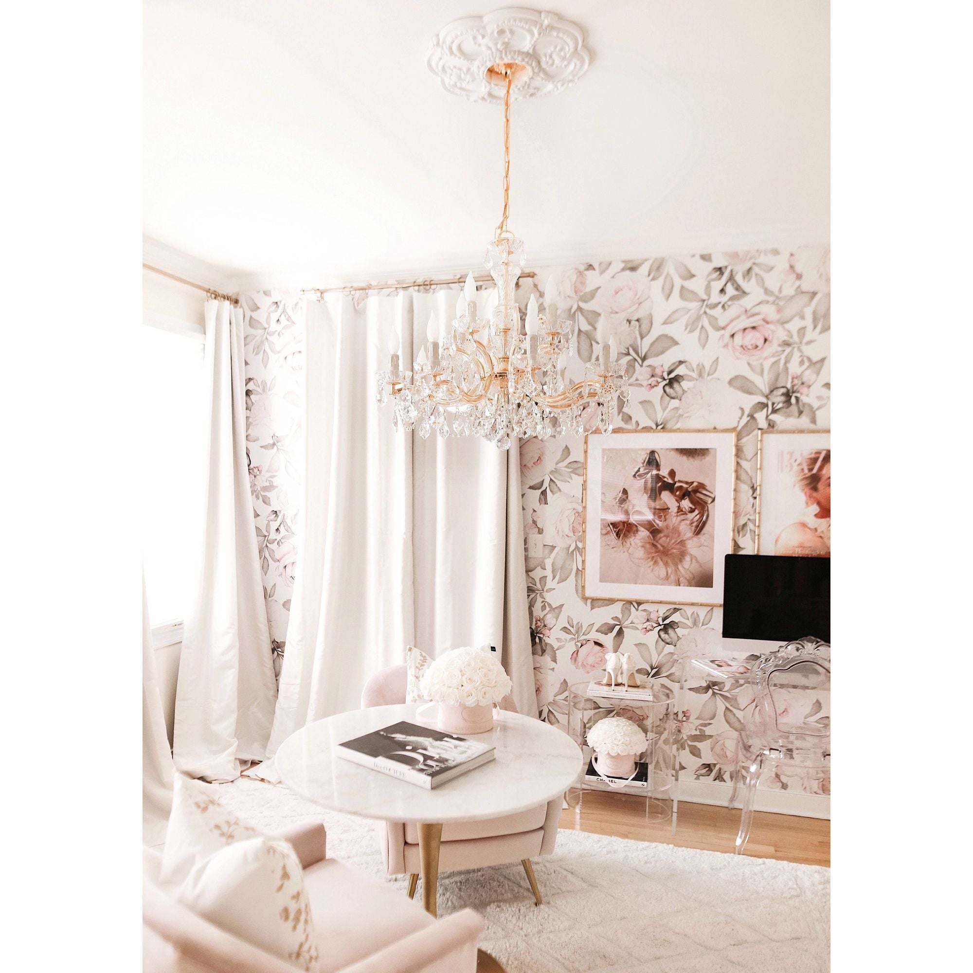 Maria Theresa 12 Light Hand Cut Crystal Gold Chandelier Hand Cut Crystal 29"W x 25.5"H x 29"D