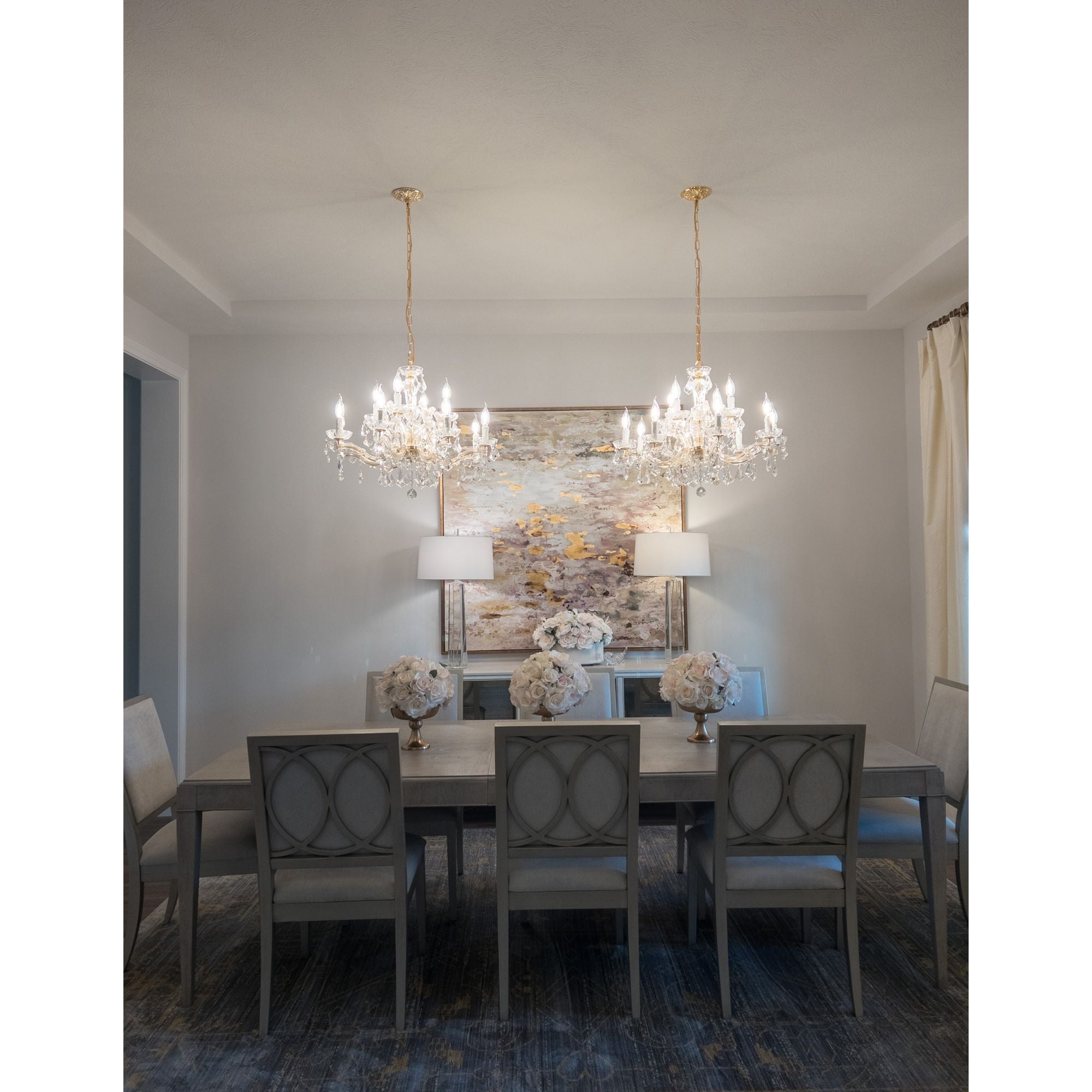 Maria Theresa 12 Light Hand Cut Crystal Gold Chandelier Hand Cut Crystal 29"W x 25.5"H x 29"D