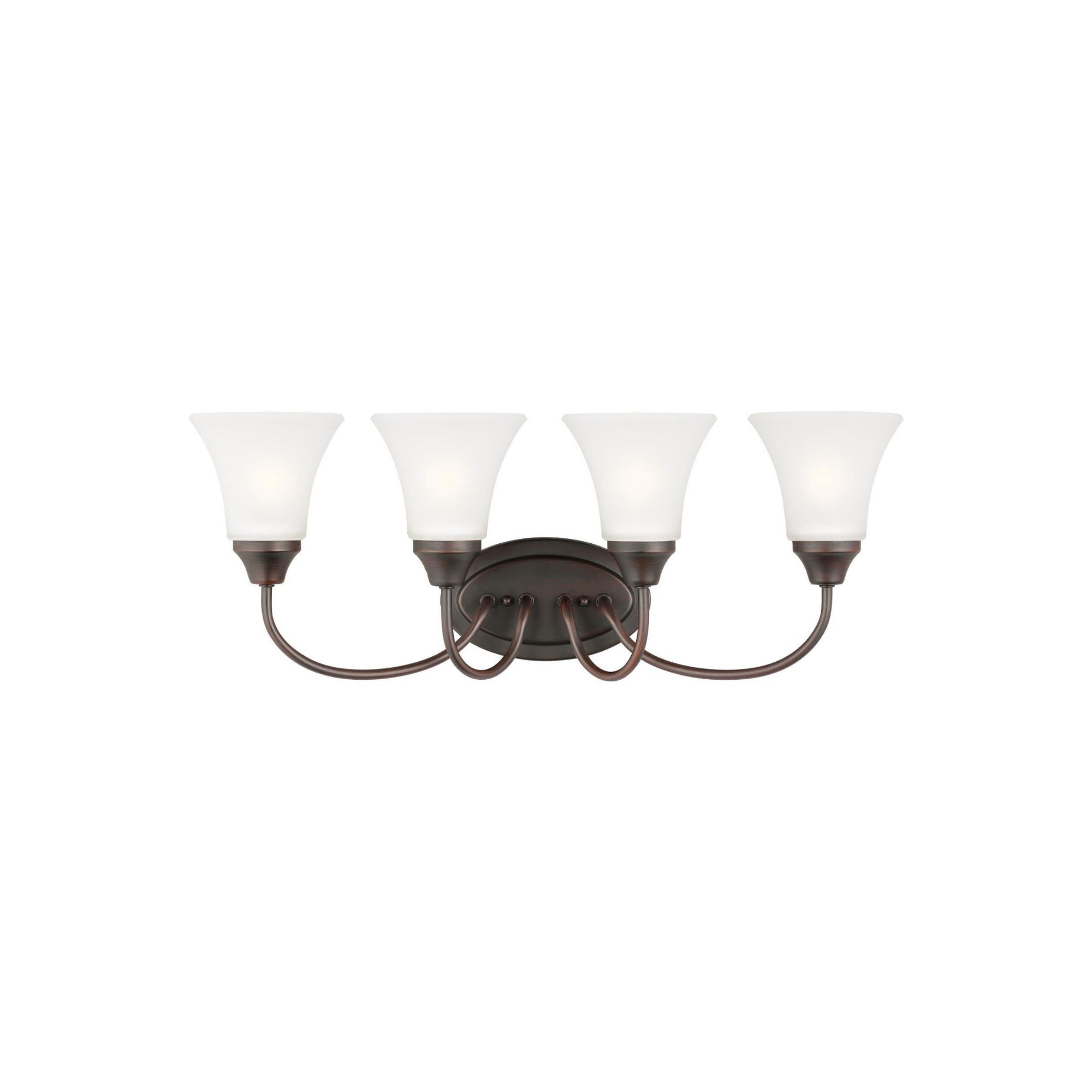 Holman Four Light Wall / Bath LED Traditional Fixture 24.5" Width 9" Height Steel Round Satin Etched Shade in Bronze