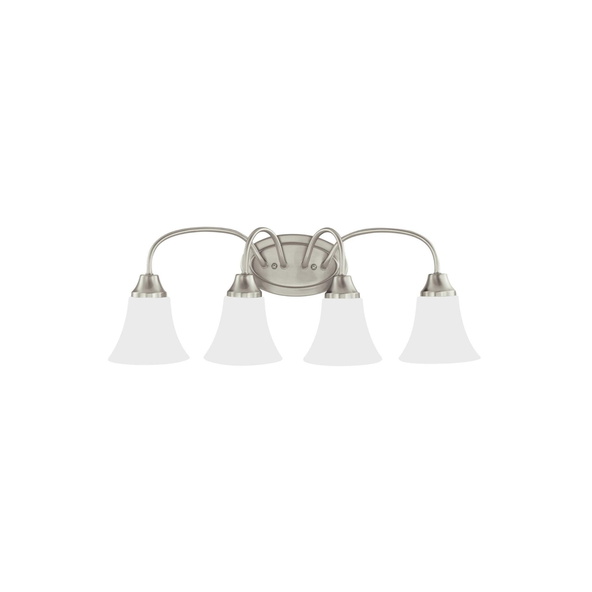 Holman Four Light Wall / Bath LED Traditional Fixture 24.5" Width 9" Height Steel Round Satin Etched Shade in Brushed Nickel