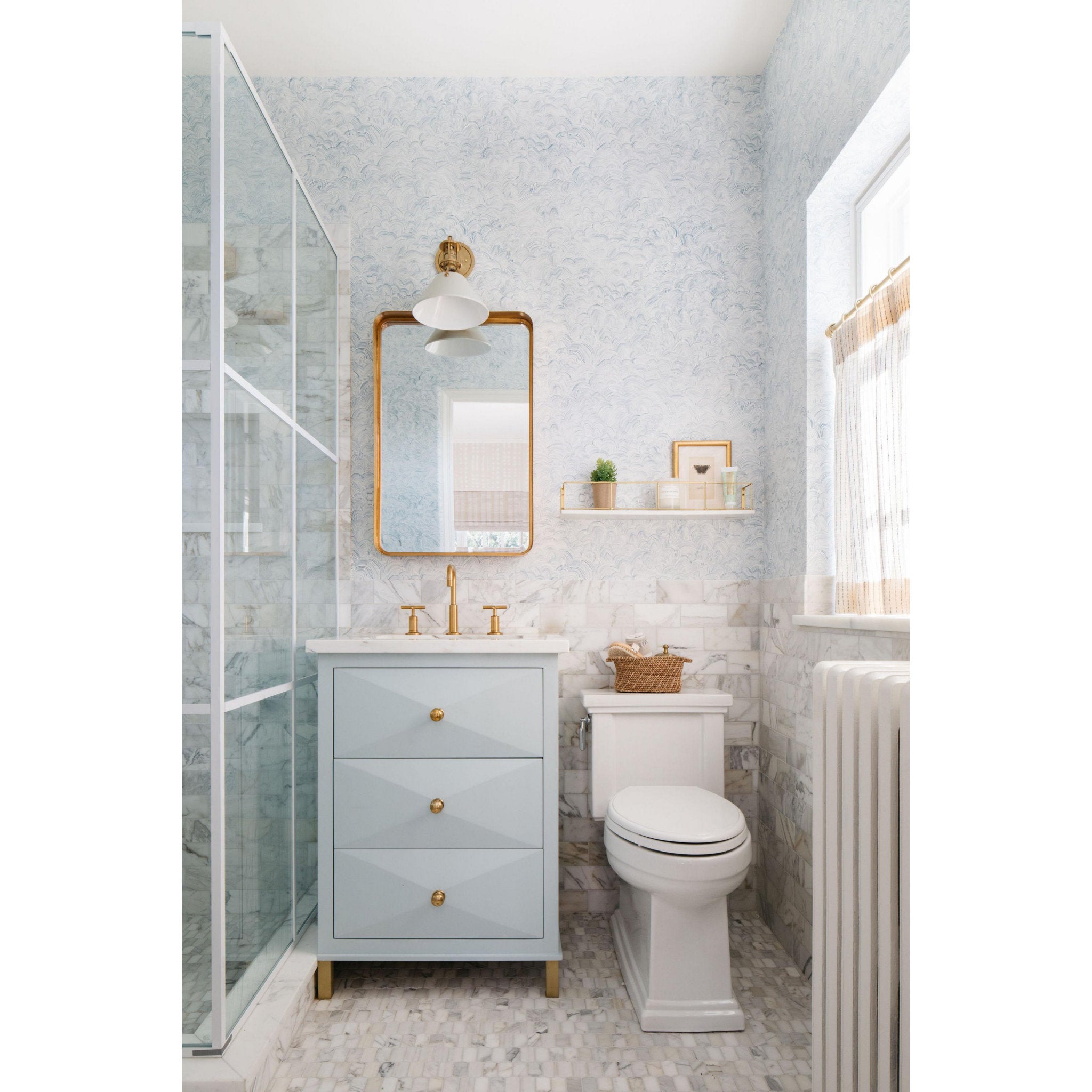 Painted No.2 1-Light Wall Sconce in Aged Brass/Off White by Mark D. Sikes 9.5L x 9.5W x 11.75H