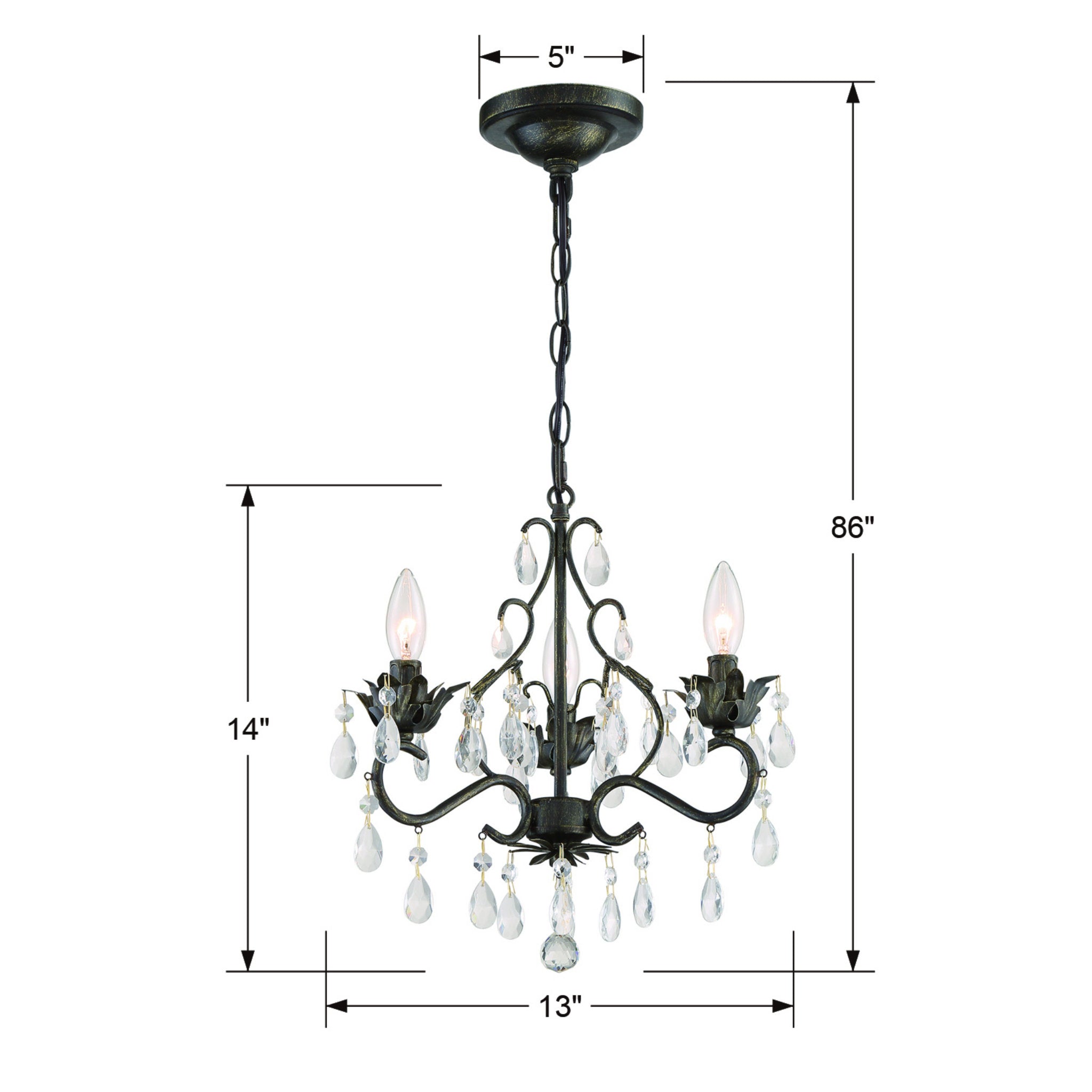 Crystorama 4534-EB-CL-MWP Paris Market Mini Chandelier in English Bronze