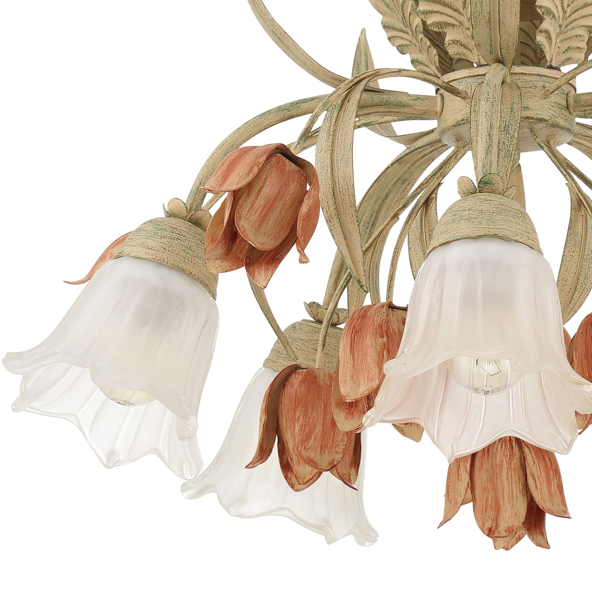 Southport 5 Light Sage Rose Floral Semi Flush Mount 22"W x 13"H x 22"D