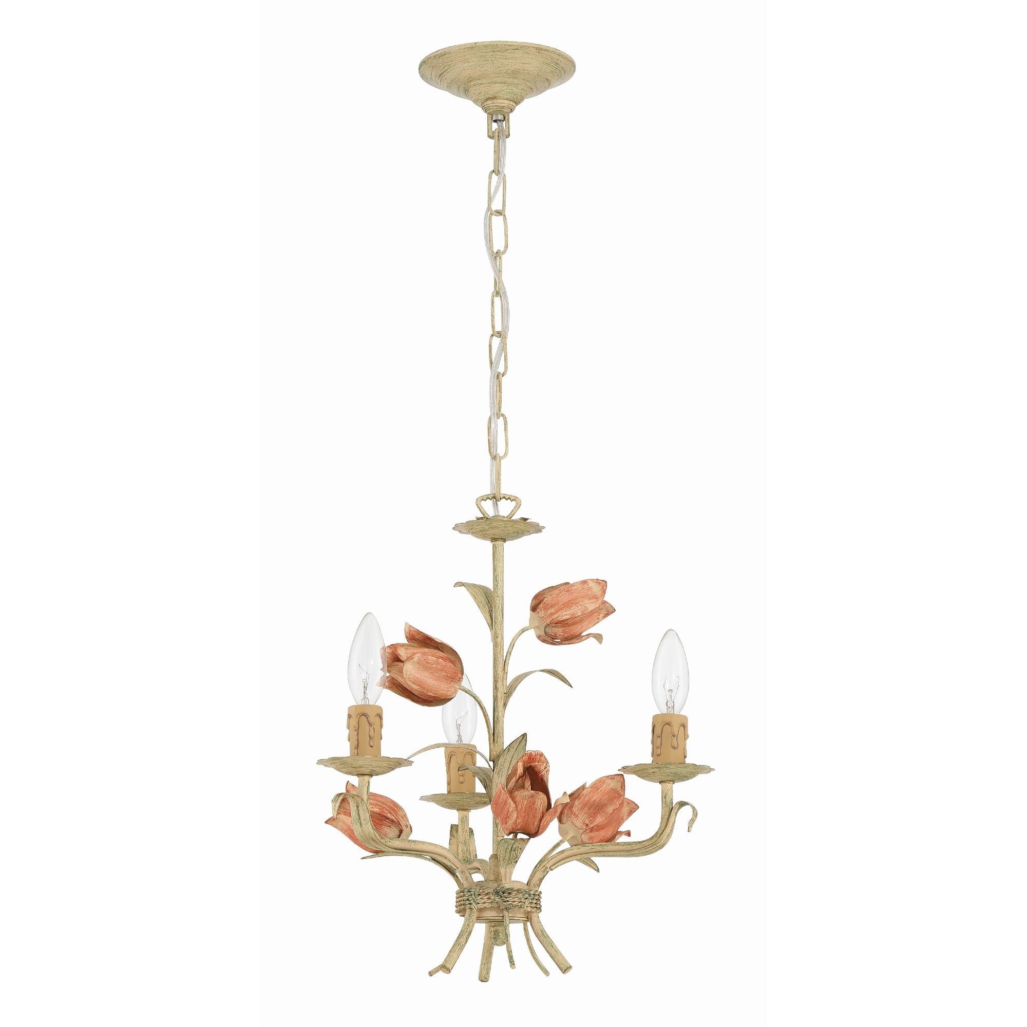 Southport 3 Light Sage Rose Mini Chandelier 14"W x 15"H x 14"D