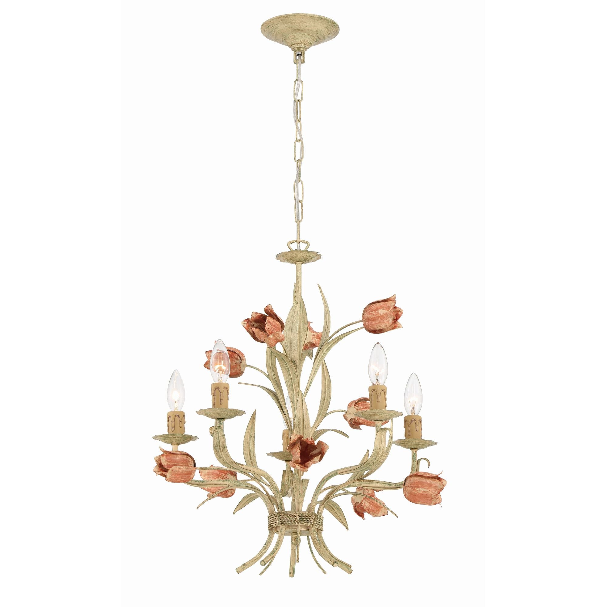 Southport 5 Light Sage Rose Chandelier 20"W x 22"H x 20"D