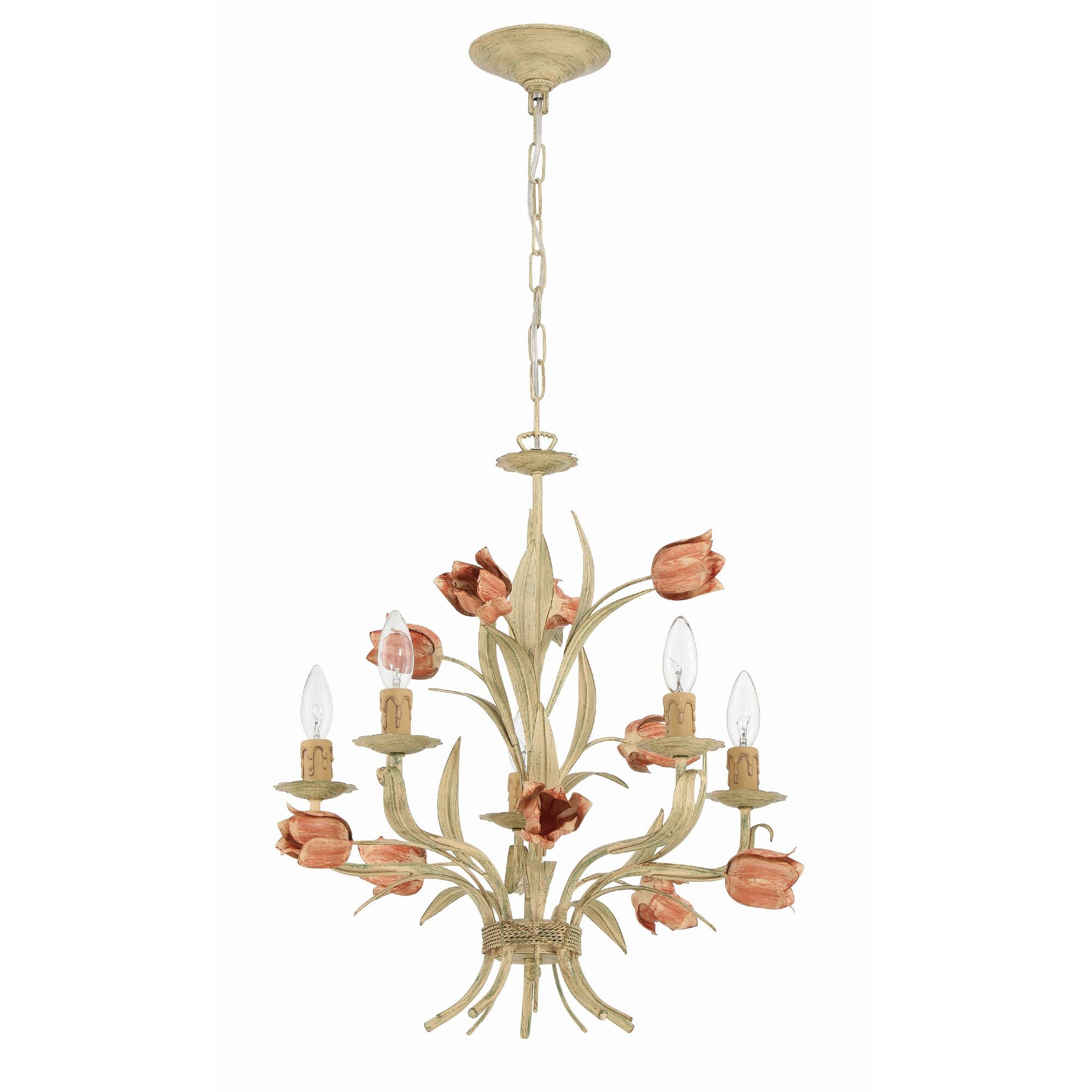 Southport 5 Light Sage Rose Chandelier 20"W x 22"H x 20"D