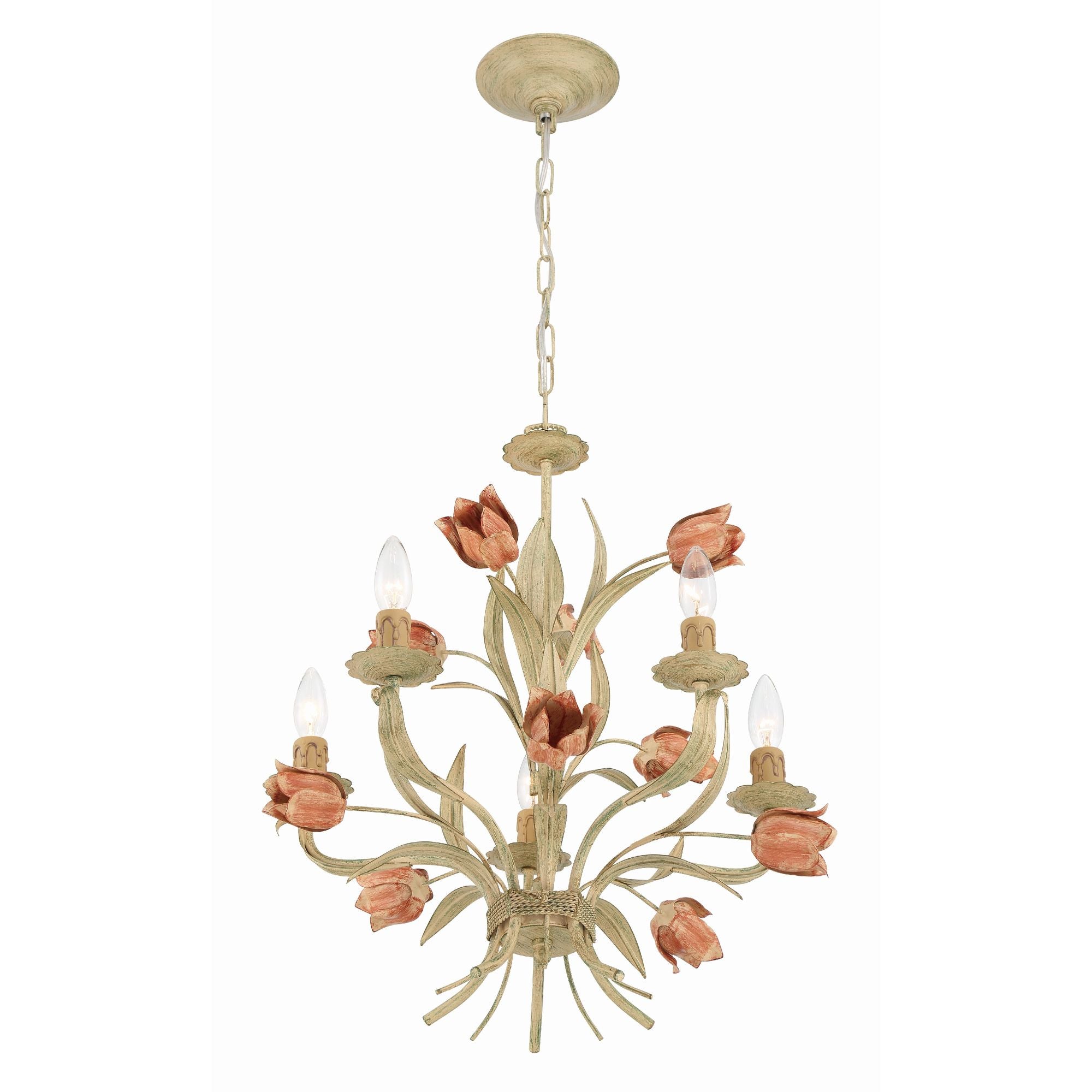 Southport 5 Light Sage Rose Chandelier 20"W x 22"H x 20"D