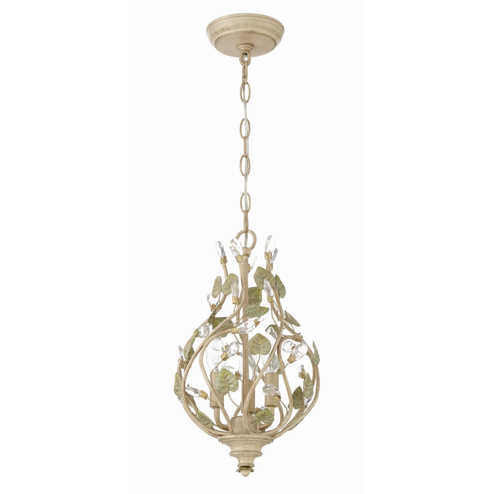 Josie 3 Light Champagne Green Tea Mini Chandelier Hand Cut Crystal 9"W x 16"H x 9"D