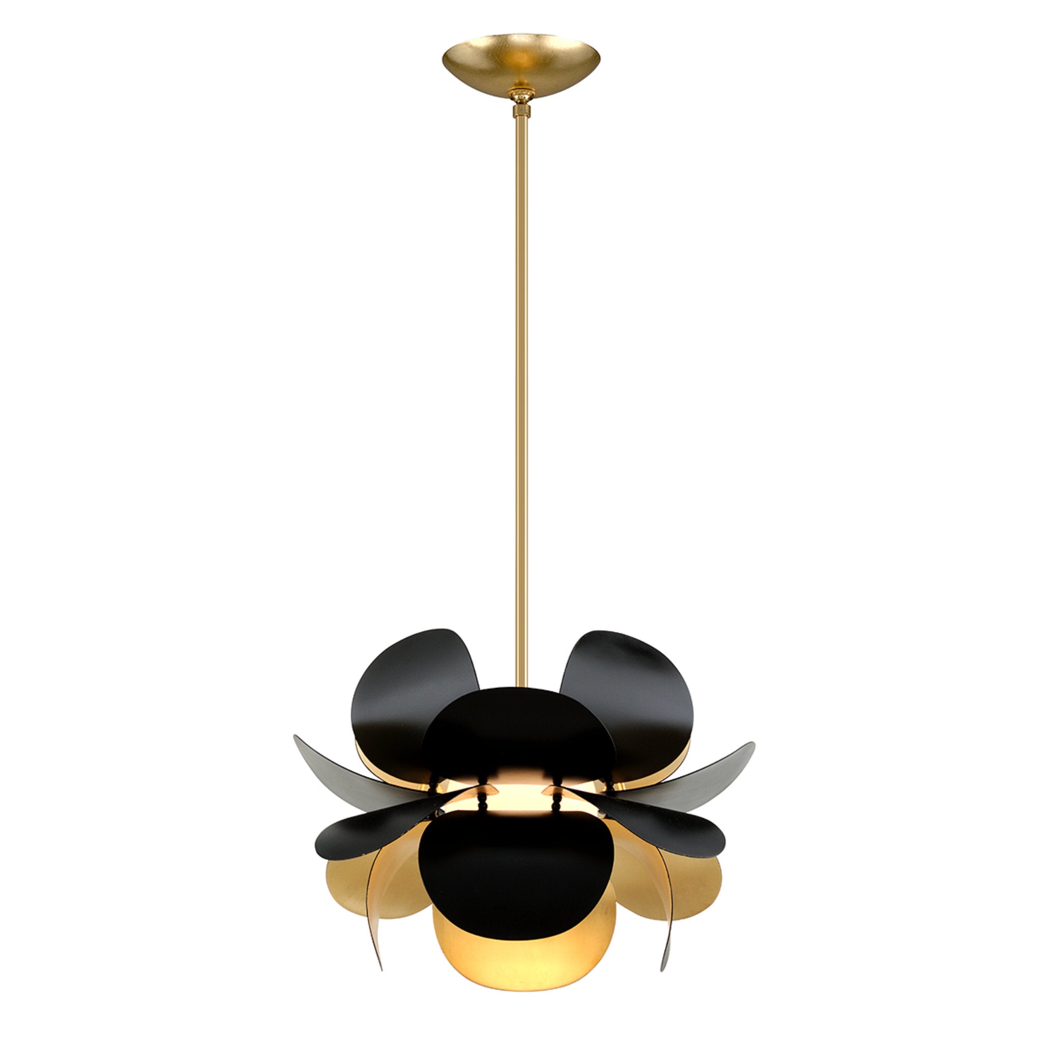 Ginger 1-Light Chandelier in Gold Leaf/Soft Black Combo 17.75L x 17.75W x 12H