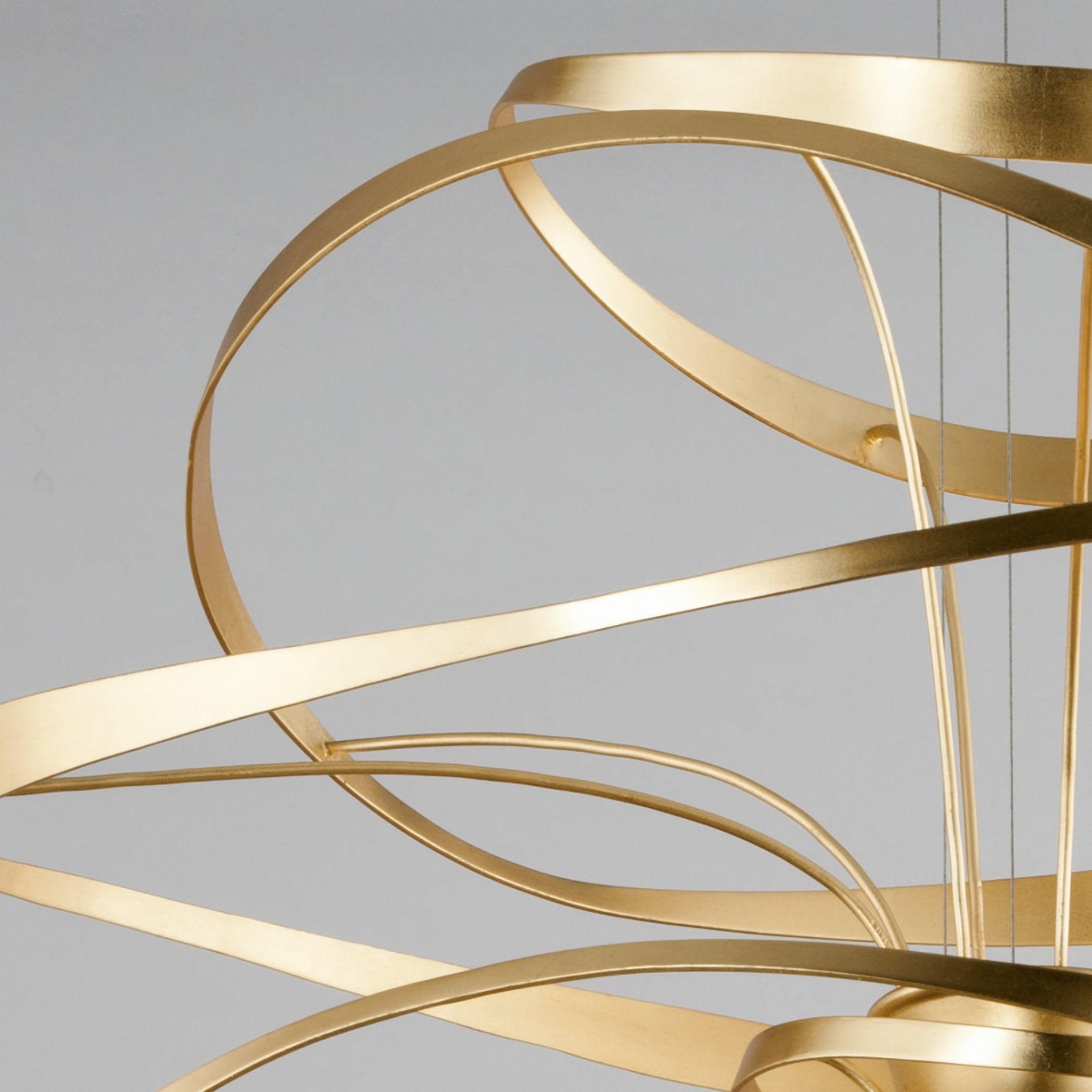 Calligraphy 2-Light Chandelier in Gold Leaf W Polished Stainless 26L x 26W x 24H