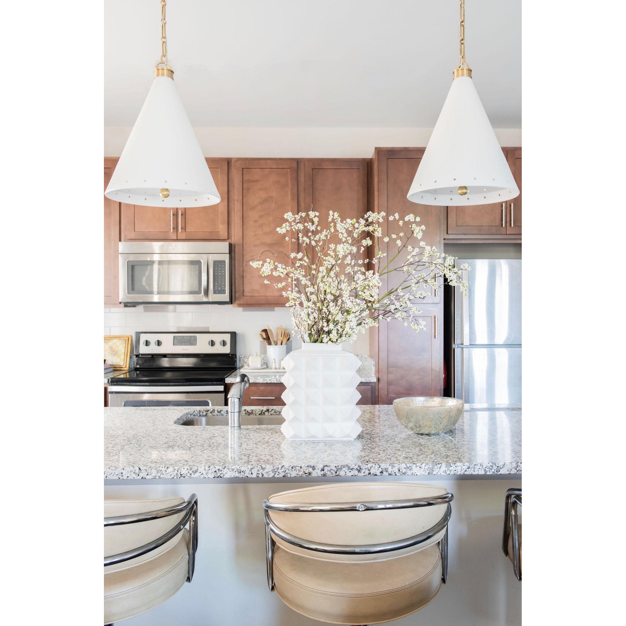 Plaster No.1 1-Light Pendant in Aged Brass/White Plaster by Mark D. Sikes 15L x 15W x 19H